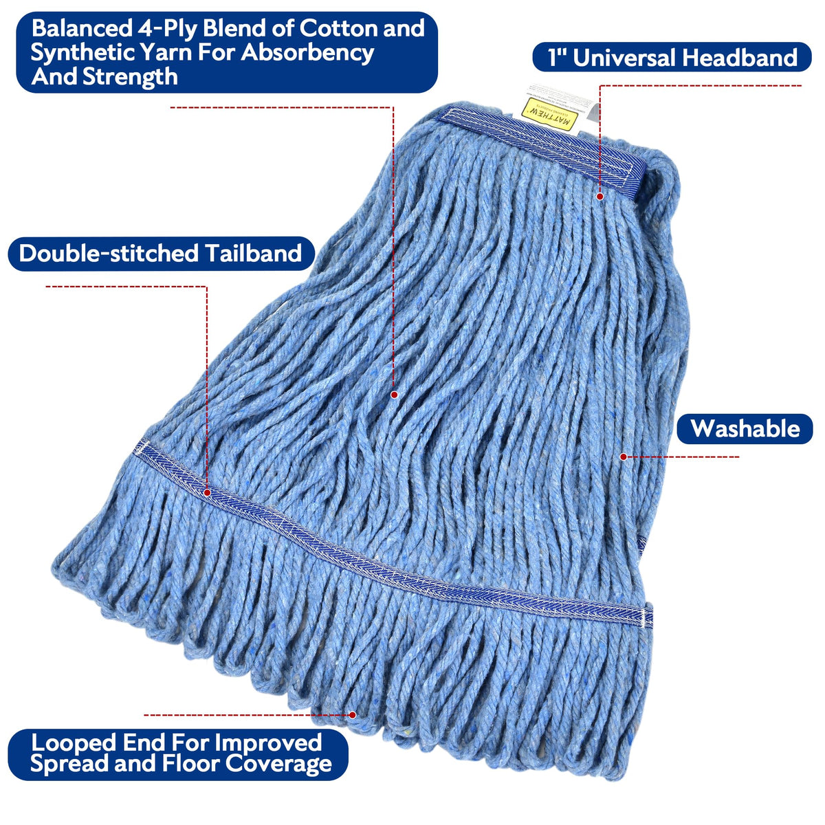 Matthew Cleaning Heavy Duty Mop Head Commercial Replacement - L Luke Supply Official Imagery - 5