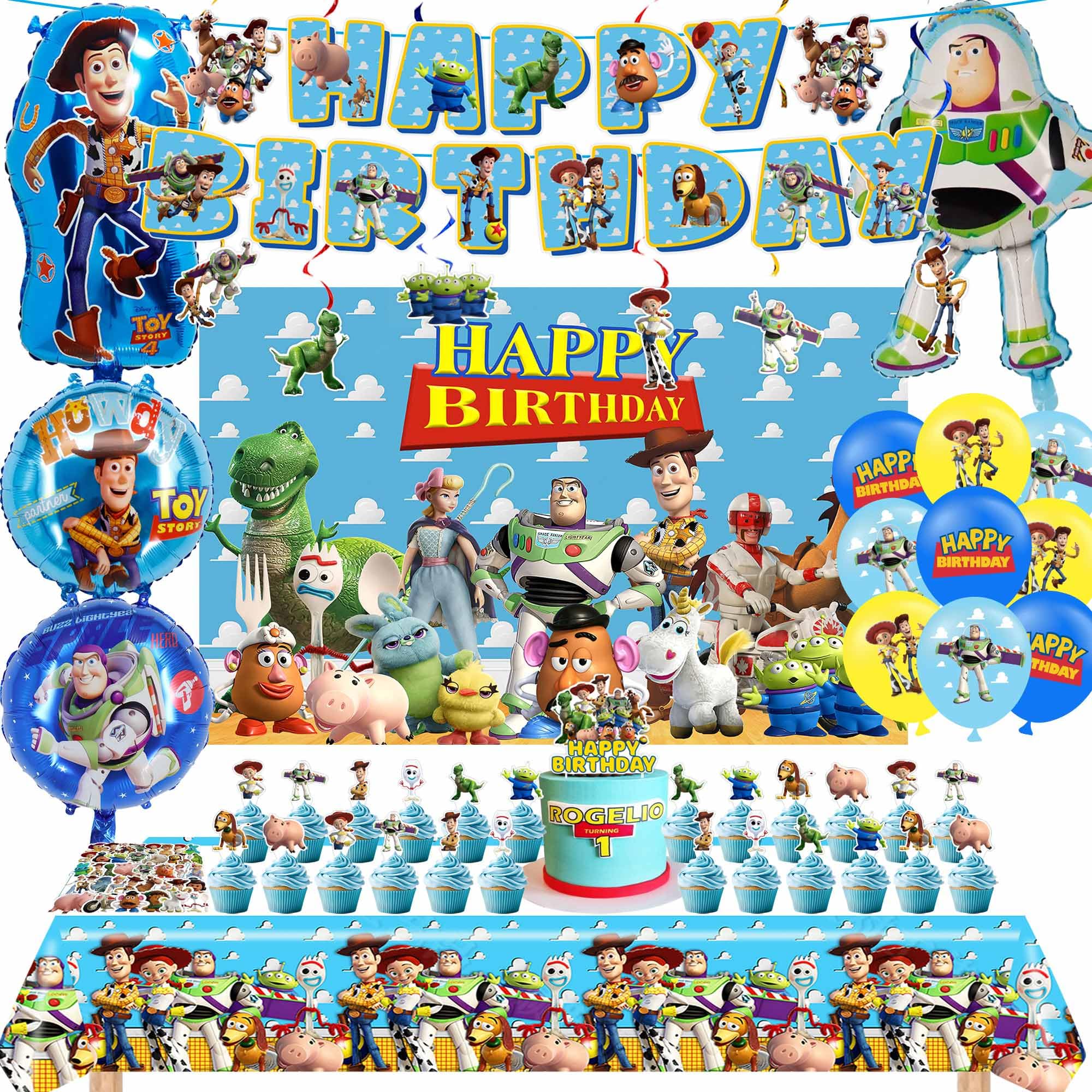 Cartoon Birthday Party Decorations, Toy Themed Party Supplies - Product Imagery