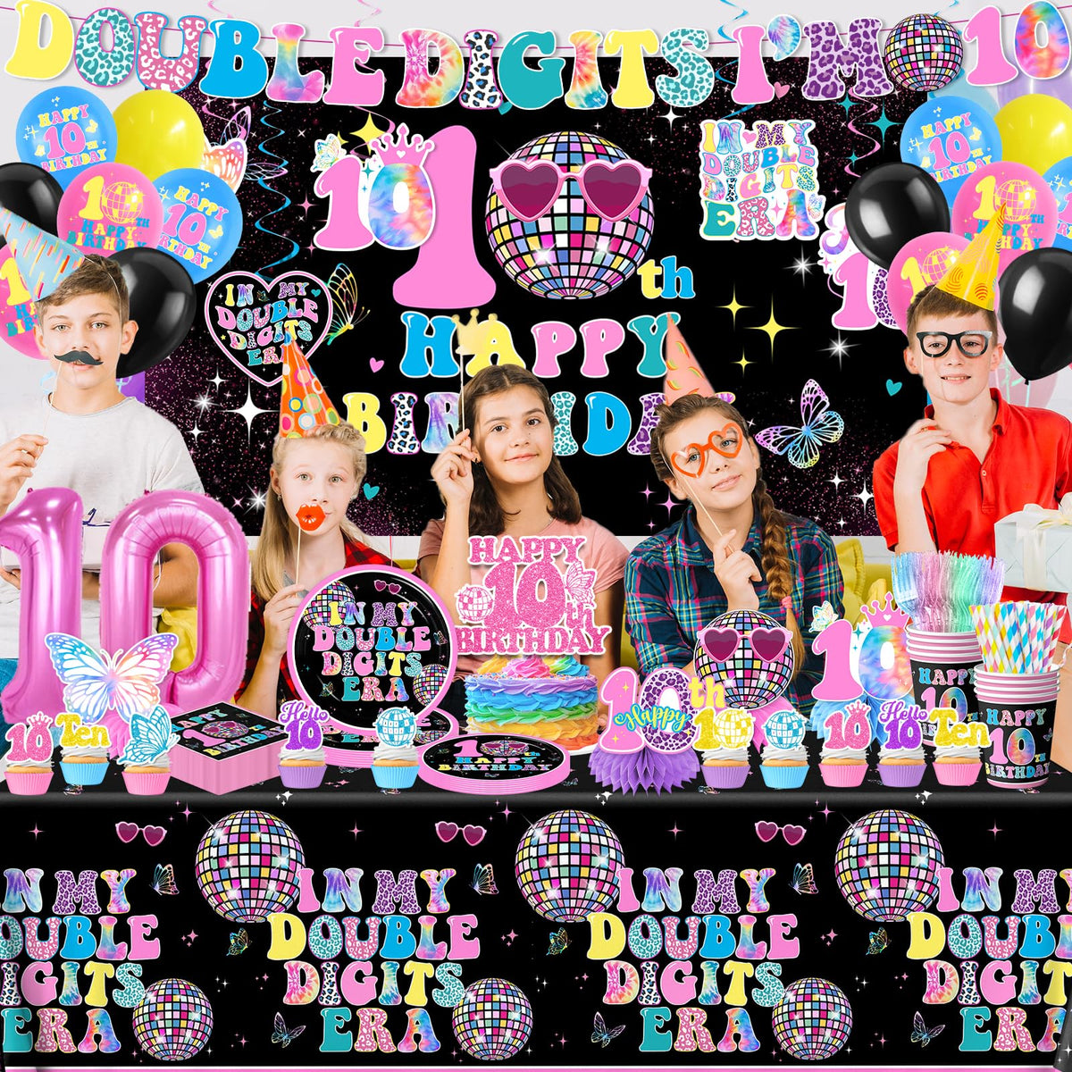 10th Birthday Decorations for Girl 198pcs Double Digits - Gexlaju Official Imagery - 4