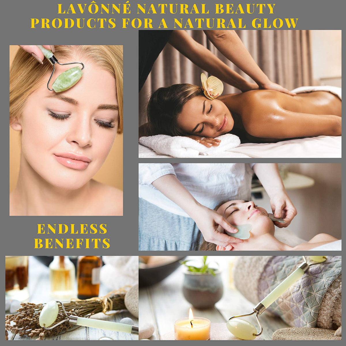 100 Authentic Jade Roller and Gua Sha Set for face I Derma - LAVÔNNÉ Official Imagery - 7