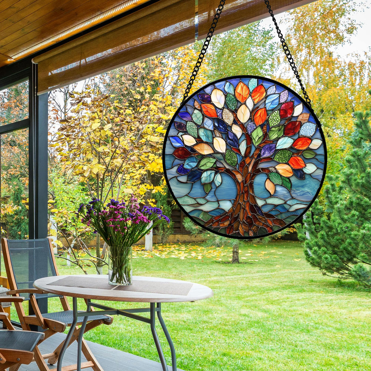 Colorful Tree of Life Stained Glass Window Hanging - DASTOLL Official Imagery - 8