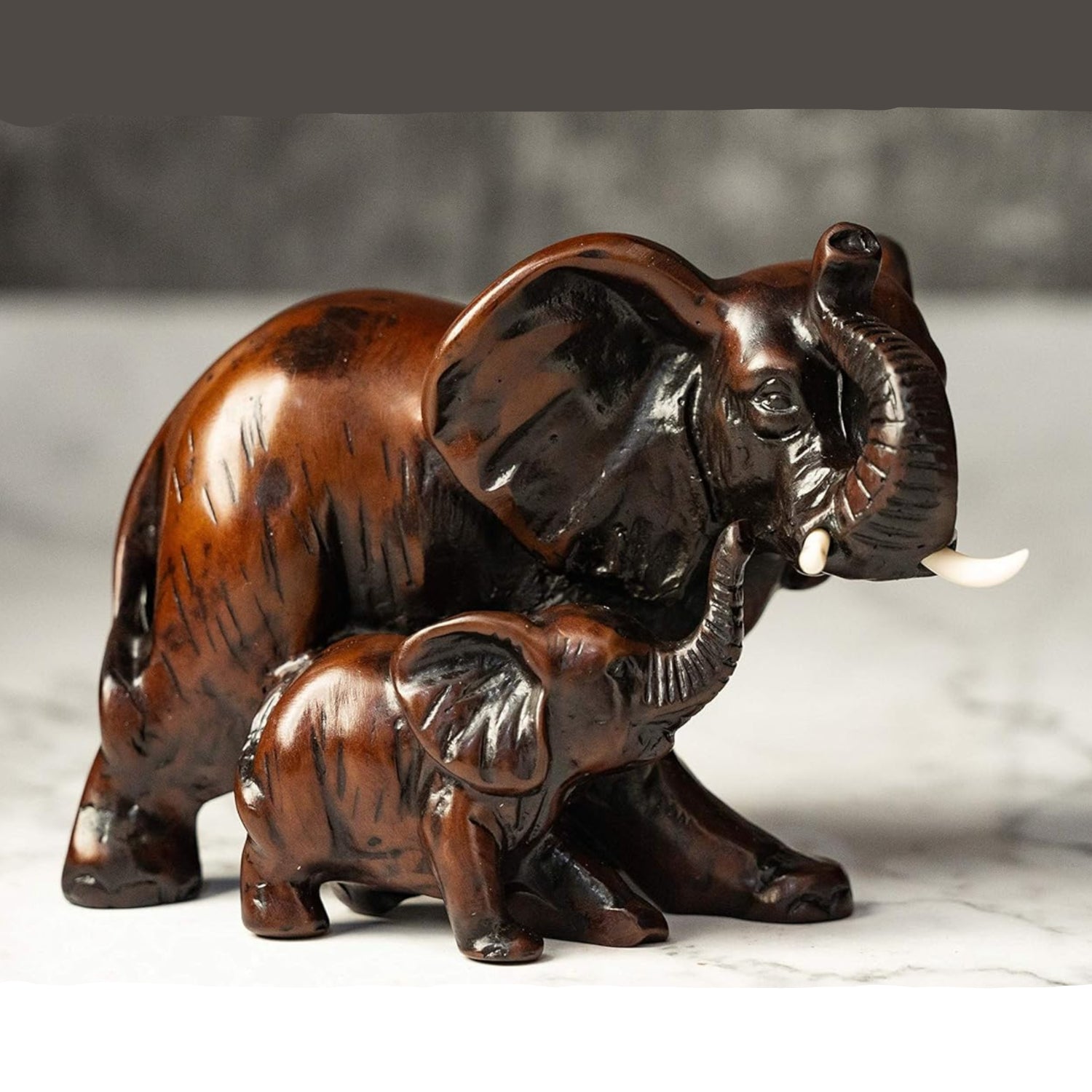 IYARA CRAFT resin elephant statue, decorative wildlife family sculpture, detailed and realistic animal figurine for home decor