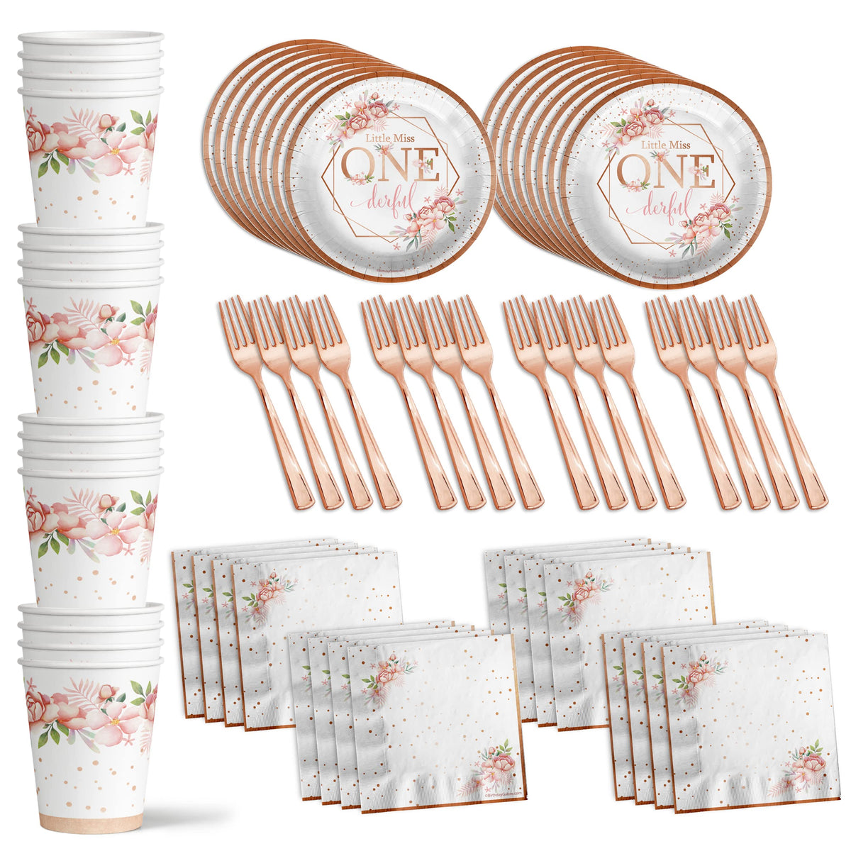Little Miss Onederful Themed Party Supplies for Girls Kids - Birthday Galore Official Imagery - 2