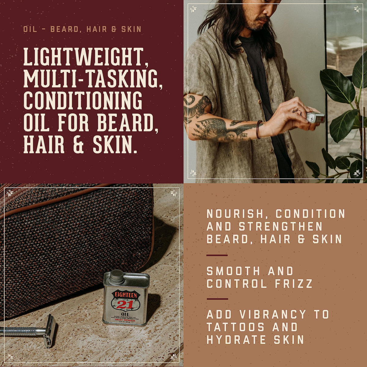 18 21 Man Made Hair Skin Beard Oil for Men 4 Scents - Premium Selection Official Imagery - 3