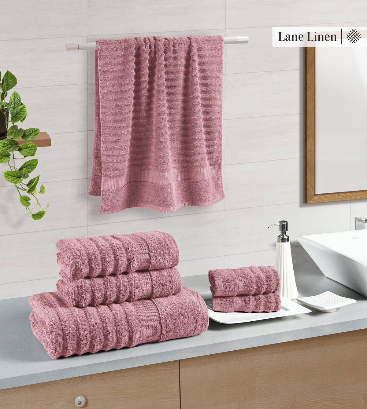 LANE LINEN Bath Towel Set Absorbent Quick Dry 100 Cotton - LANE LINEN Official Imagery - 3
