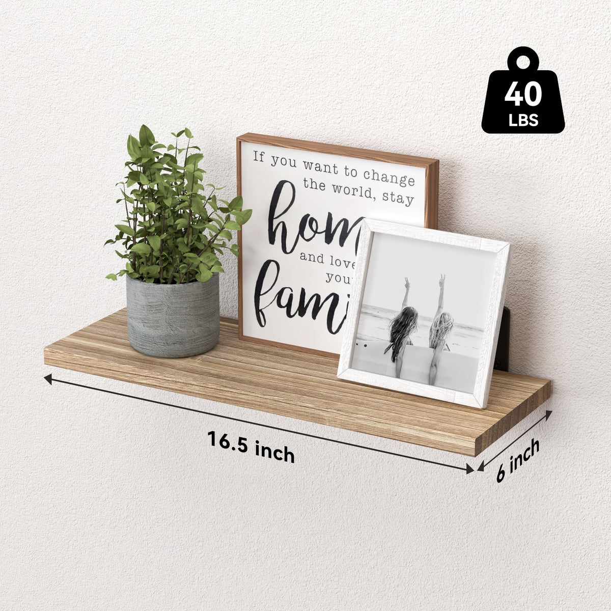 Floating Shelves Set of 6 for Wall Decor Storage Rustic - WOPITUES Official Imagery - 4