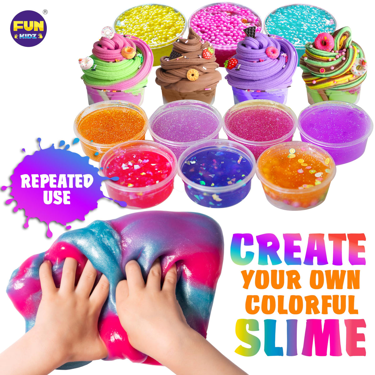33 Cups Jumbo Slime Kit for Kids FunKidz Premade Ultimate - FUN KIDZ Official Imagery - 7