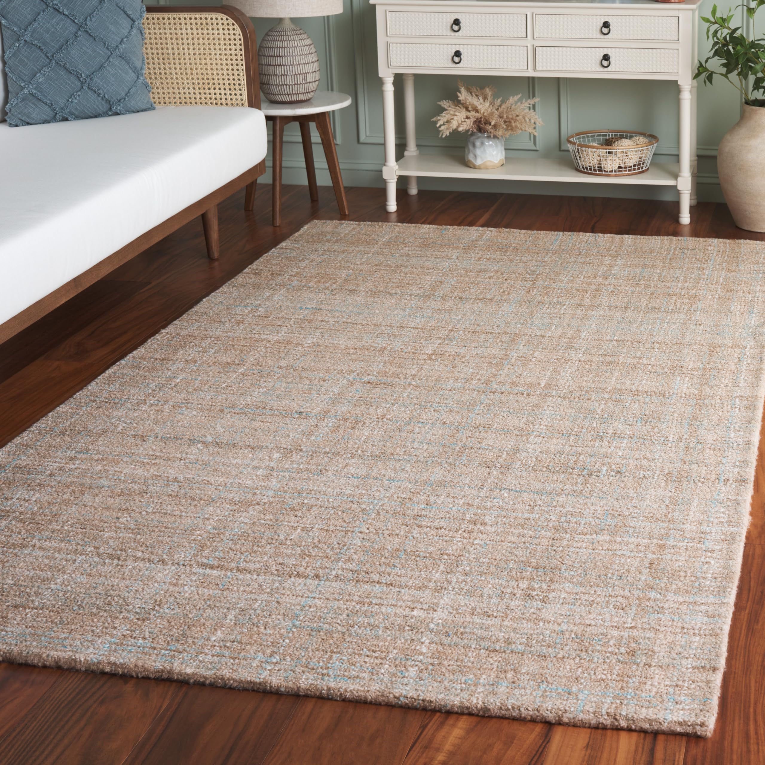 SAFAVIEH Abstract Collection Area Rug - 4' x 6', Aqua & Brown, - Product Imagery