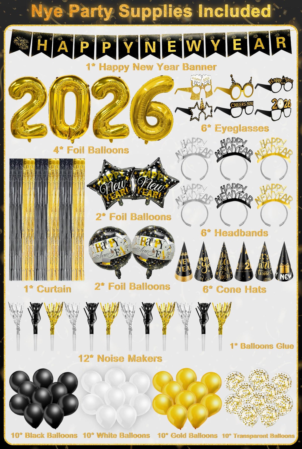 81 Pcs New Years Eve Party Supplies Happy New Year - TURNMEON Official Imagery - 4