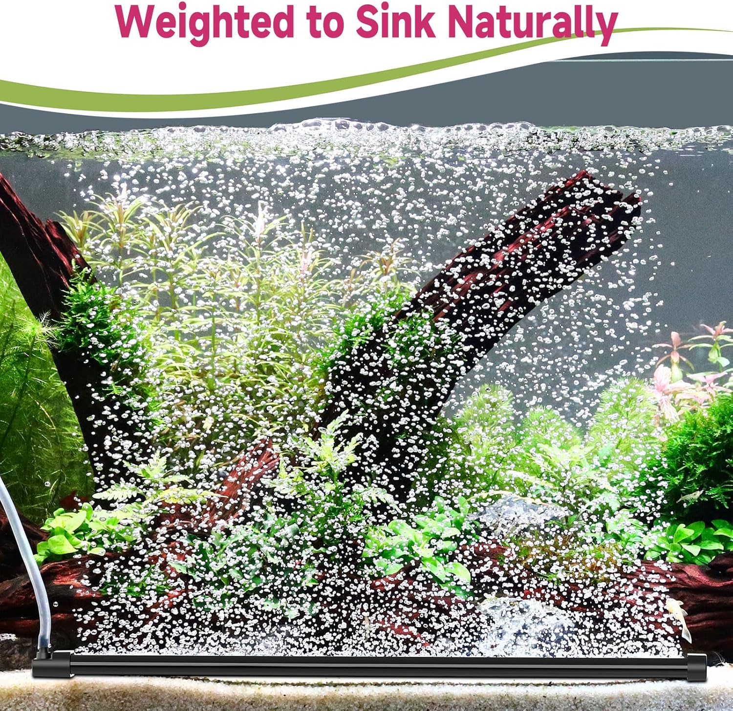 hygger aquarium bubble curtain wall with air stones and accessories, quiet fish tank aeration system for oxygenation and decorative bubbles