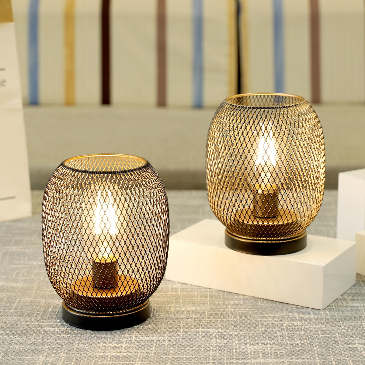 JHY DESIGN Set of 2 Metal Cage LED Lantern Battery Powered - JHY DESIGN Official Imagery - 3