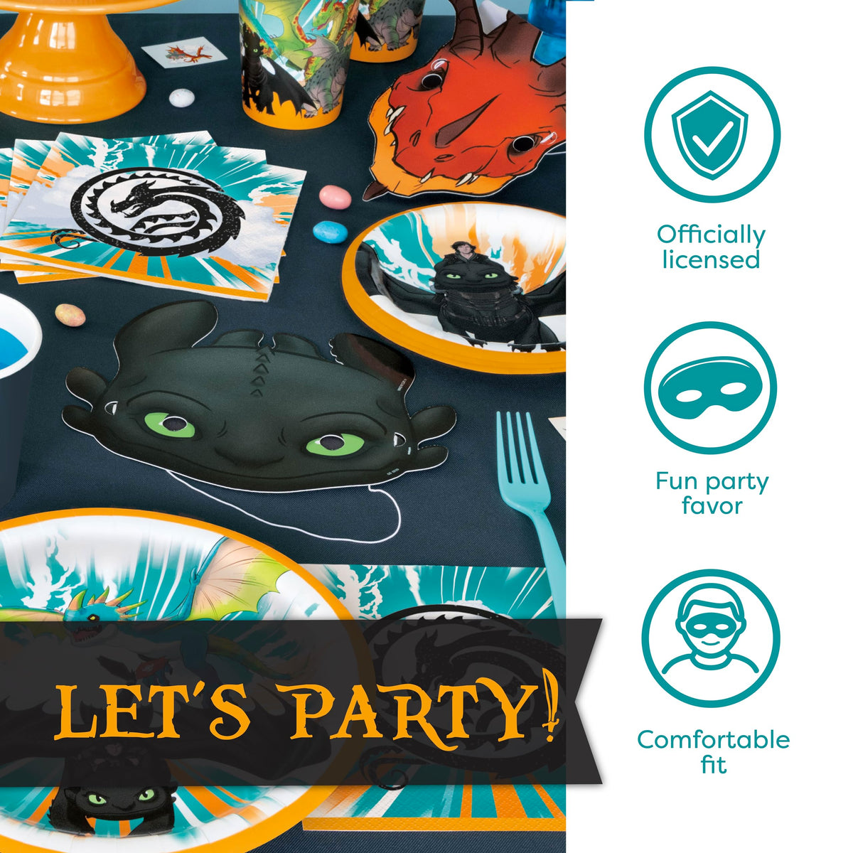 How to Train Your Dragon Party Supplies with Banner Mask - Unique Official Imagery - 7