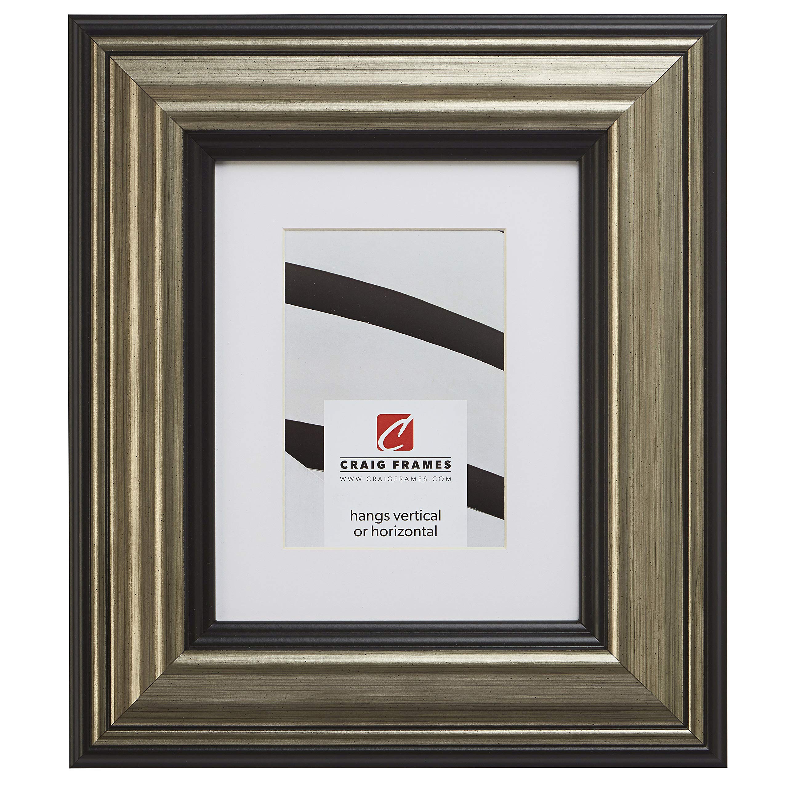 Craig Frames 8x10 Silver Picture Frame Matted to 5x7, Wall Decor - Craig Frames