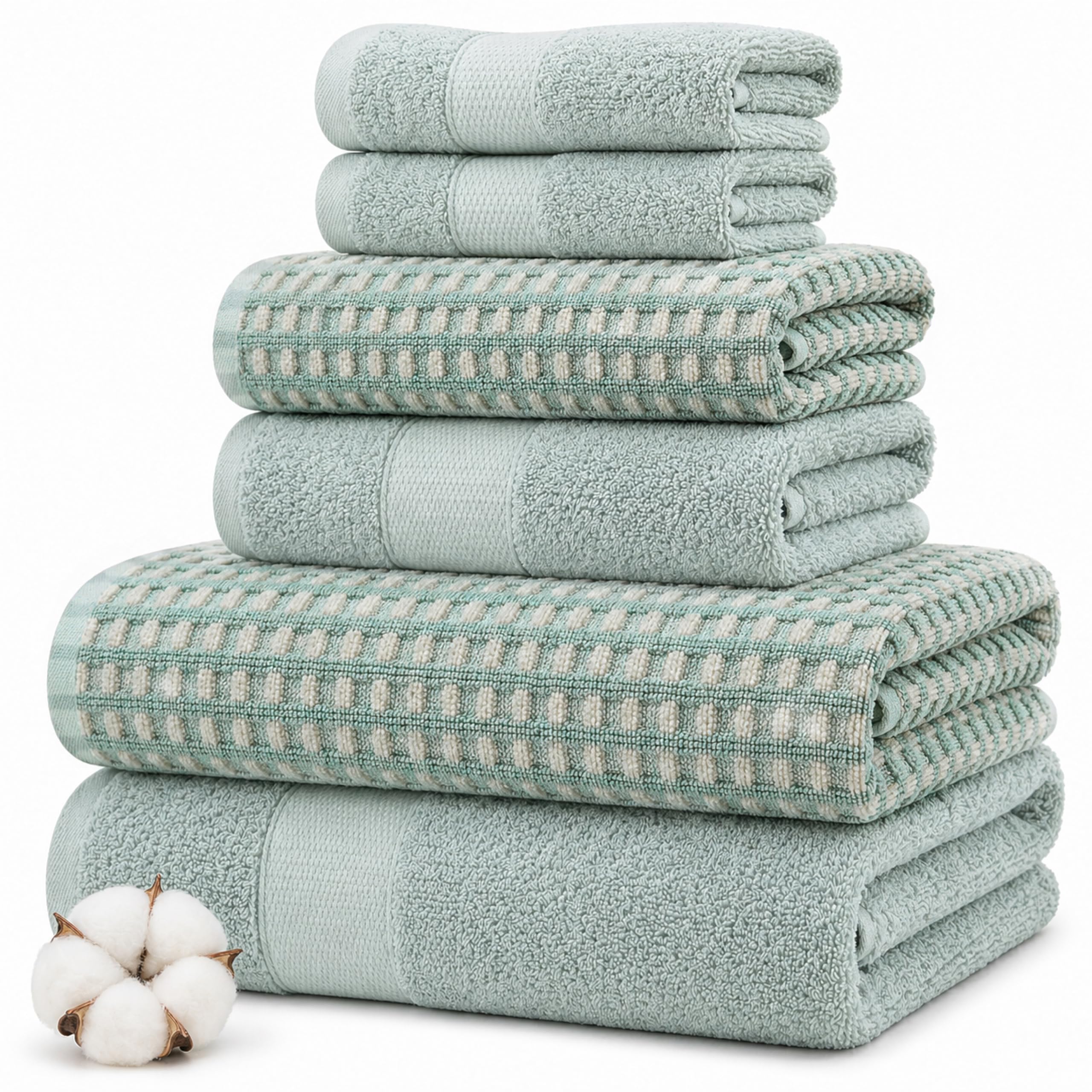 Modern Threads 6 Piece Bath Towel Set – Bathroom Towel Set with - Product Imagery