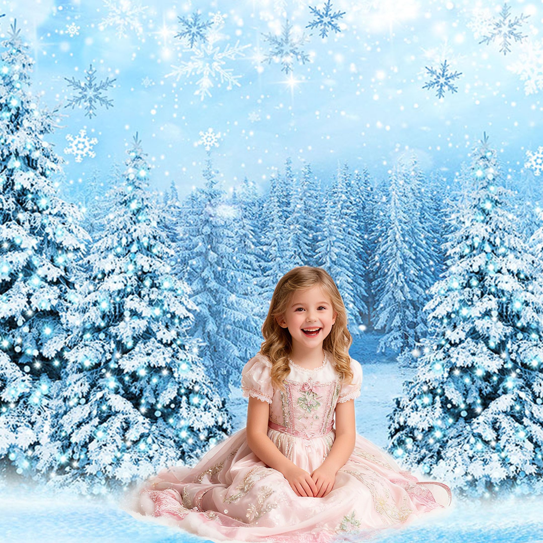 Mocsicka Winter Wonderland Backdrop 7x5ft Blue Christmas