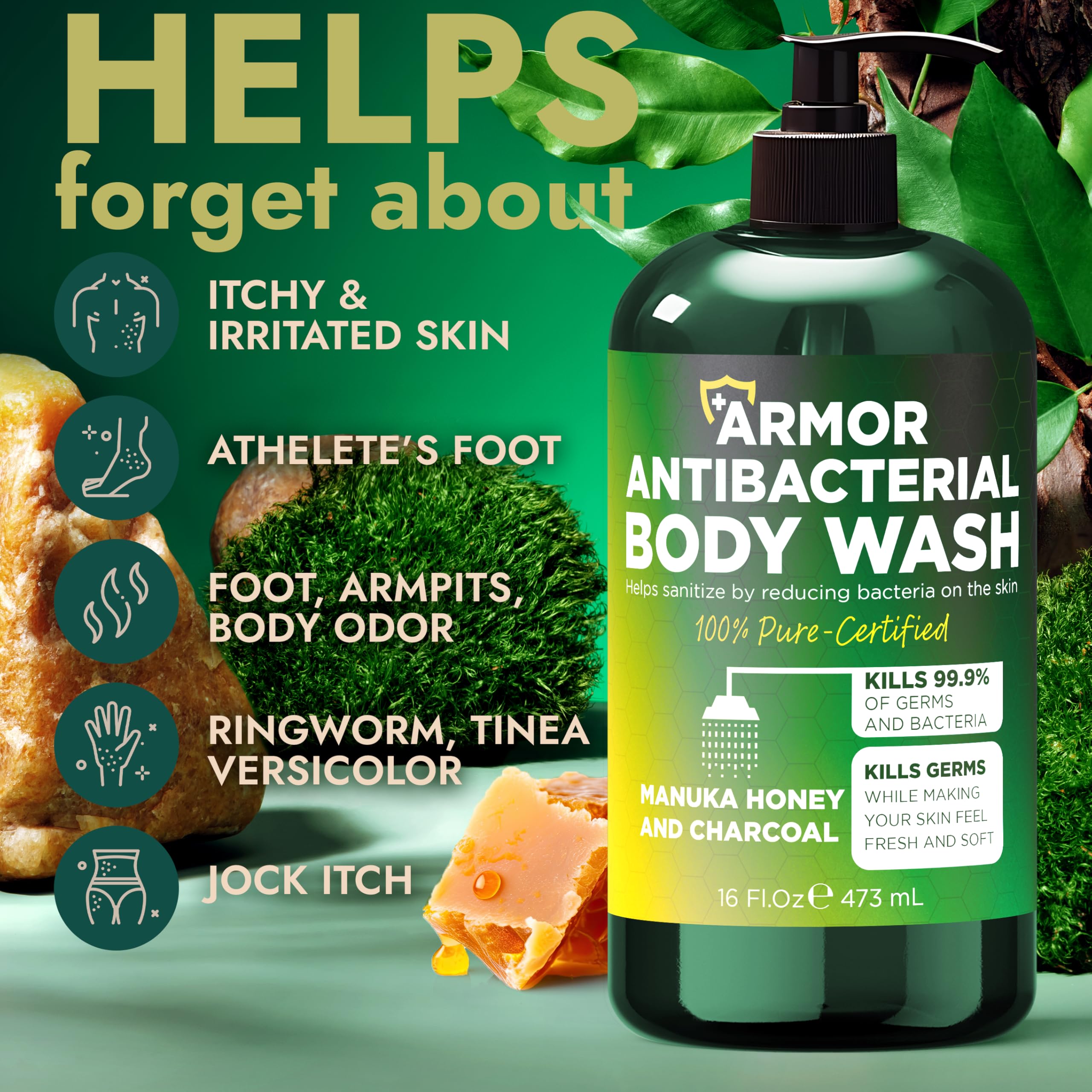 Antibacterial Body Wash + Scrubber – Back Acne & Odor Relief