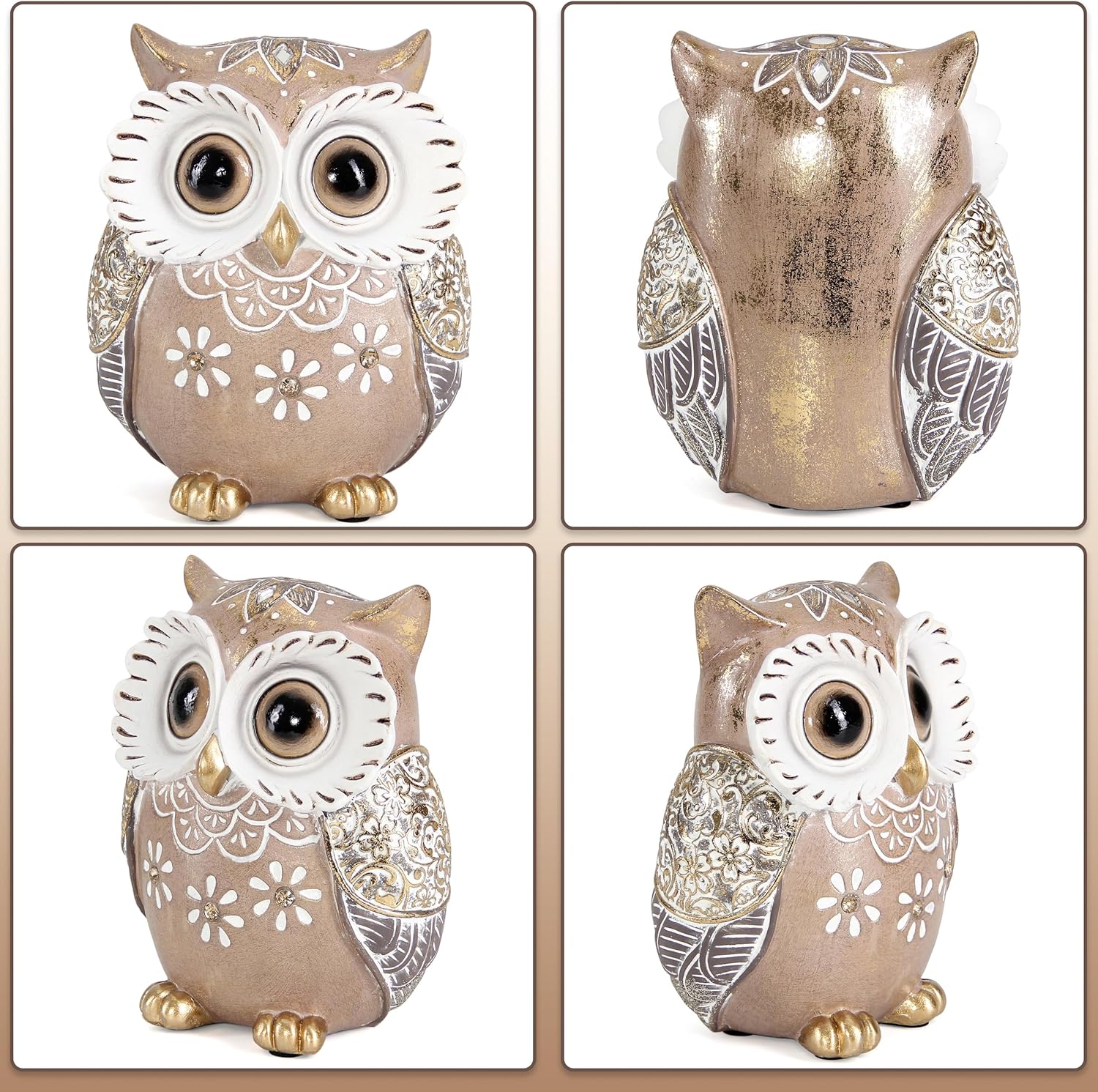 Leekung owl figurine sculpture for home decor, detailed owl statue ideal for shelf or tabletop decoration.