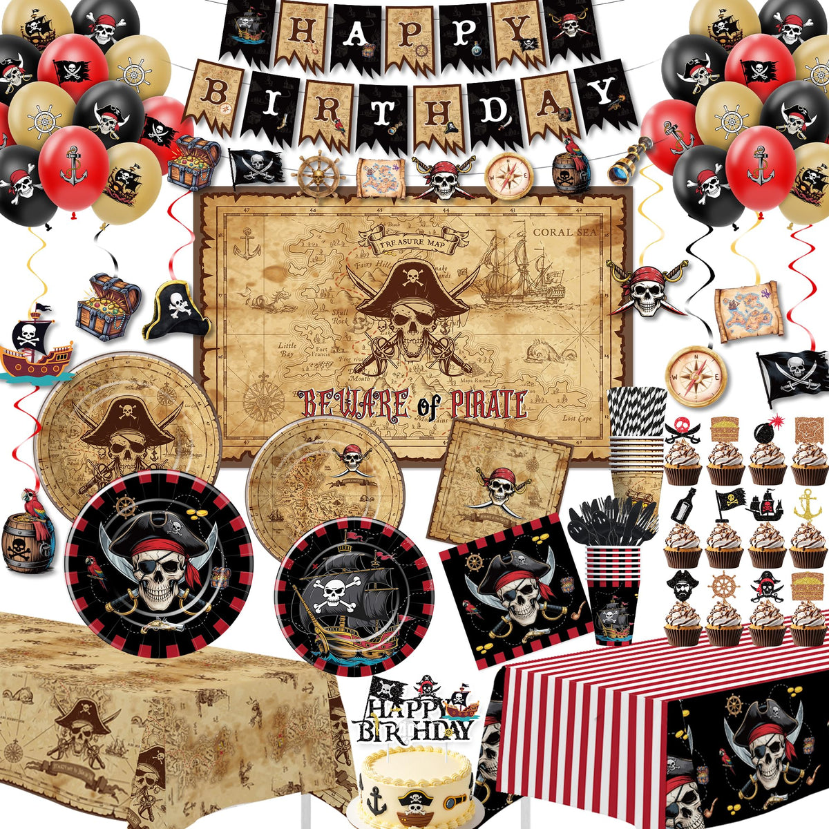 Pirate Party Decorations Pirate Birthday Party Supplies - HOAKWA Official Imagery - 1