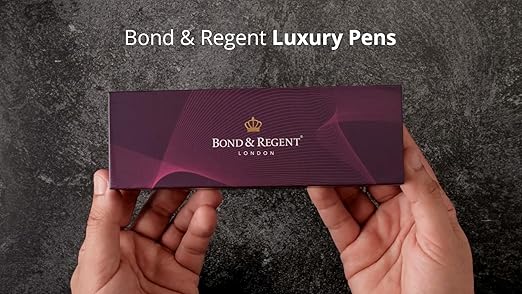 Bond & Regent 24K gold luxury rollerball pen in royal blue with gold accents, showcasing a sleek, elegant writing instrument.