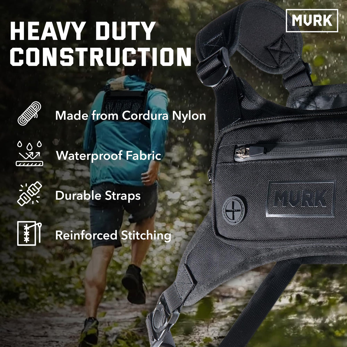 MVRK Water Resistant Running Vest Chest Pack Phone Holder - MVRK Official Imagery - 8