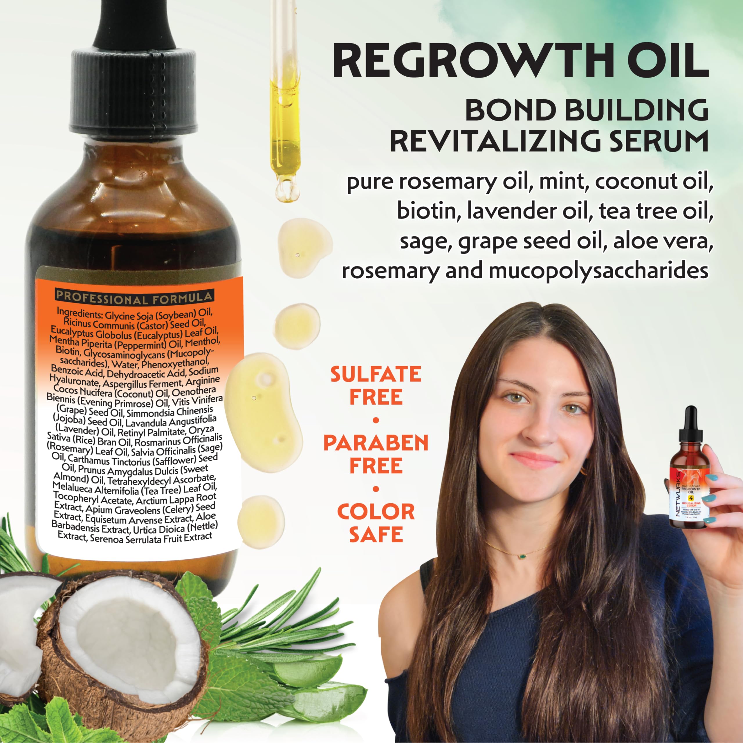 Netwurks Hair & Scalp Bonding Oil | Repairs & Moisturizes Hair Structure with Essential Oils | Promotes a Healthier Scalp & Hair Growth | 2 Oz