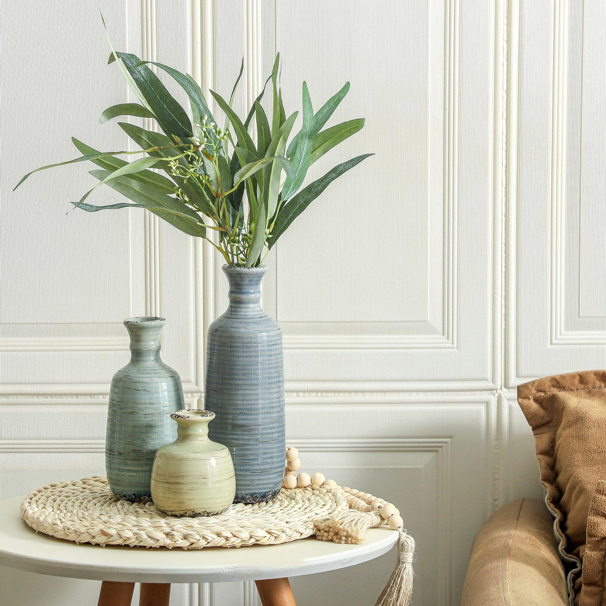 Ceramic Vase Set of 3 Rustic Neutral Vases Home Decor - ooit Official Imagery - 7