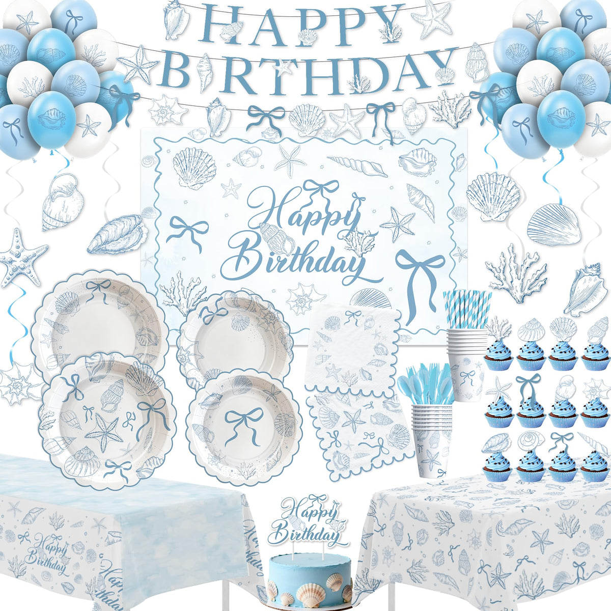Seashell Party Decorations for Summer Beach Birthday Turned - HOAKWA Official Imagery - 1