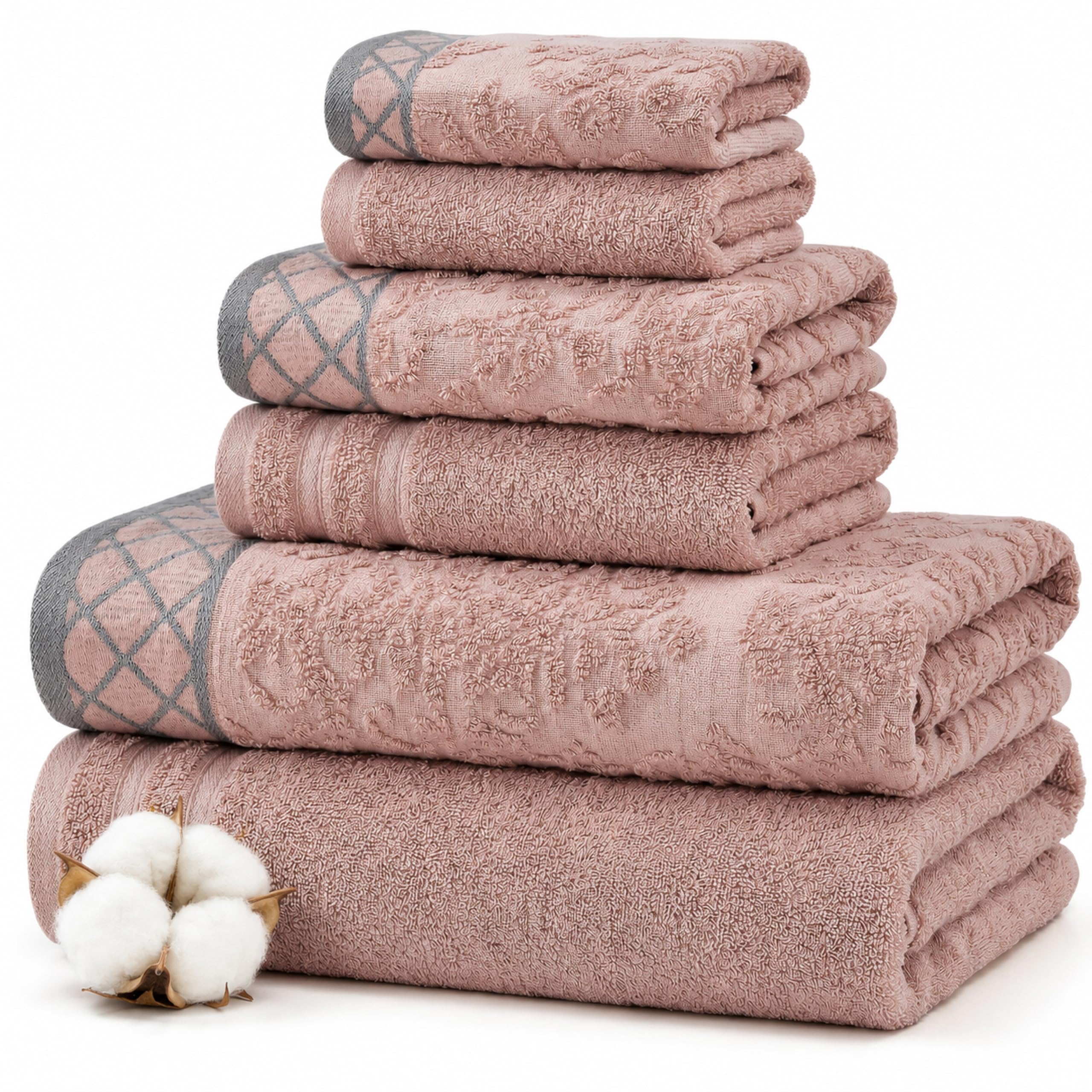 Modern Threads 6 Piece Bath Towel Set – Bathroom Towel Set with - Product Imagery