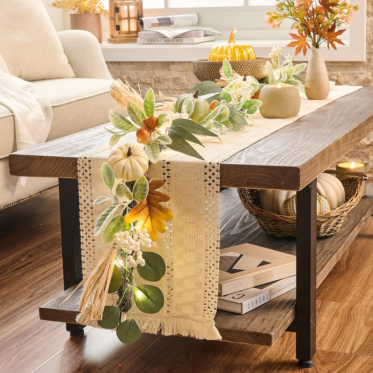 Valery Madelyn 6ft Fall Garland for Mantle with Pumpkins - Valery Madelyn Official Imagery - 4