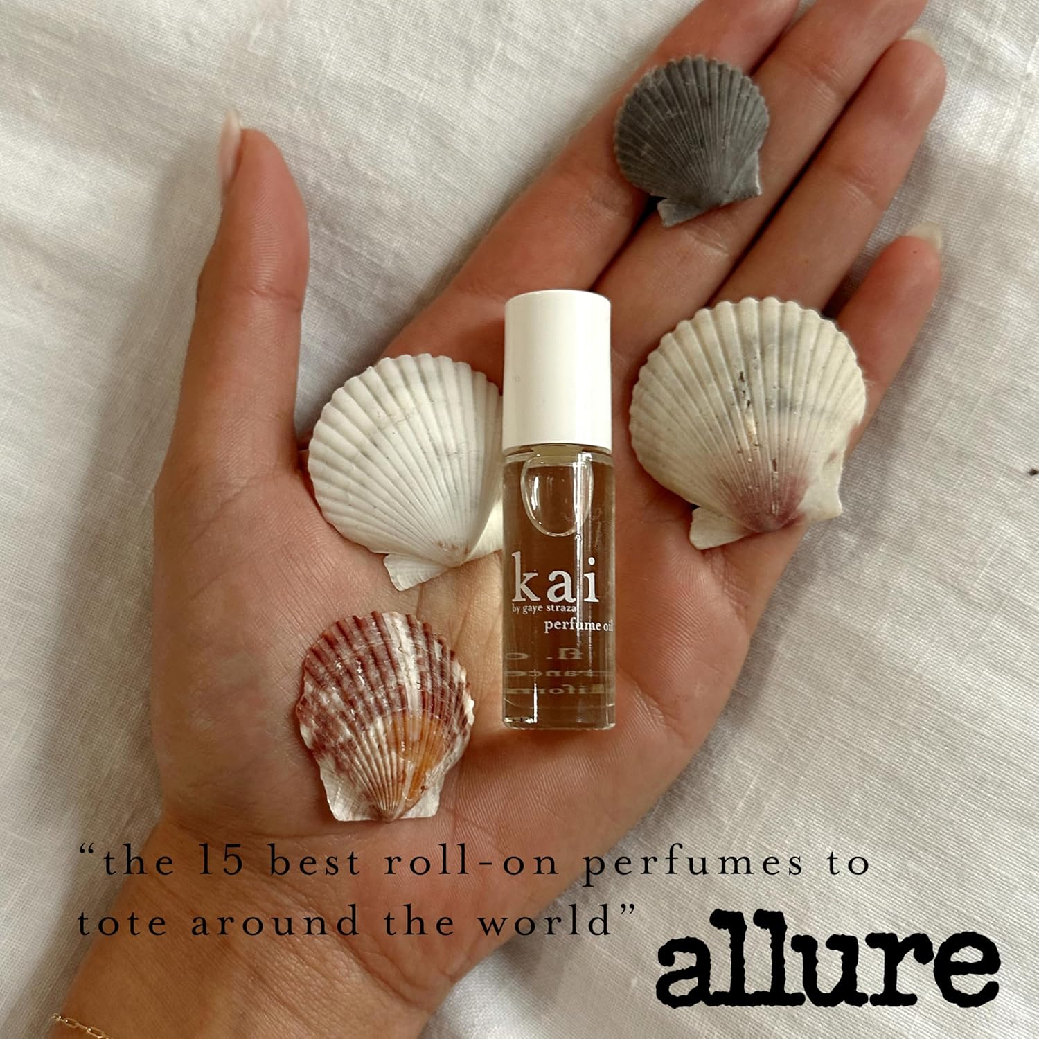 Elefair Kai perfume oil featuring a light gardenia scent with white exotic floral notes in a sleek, elegant bottle.