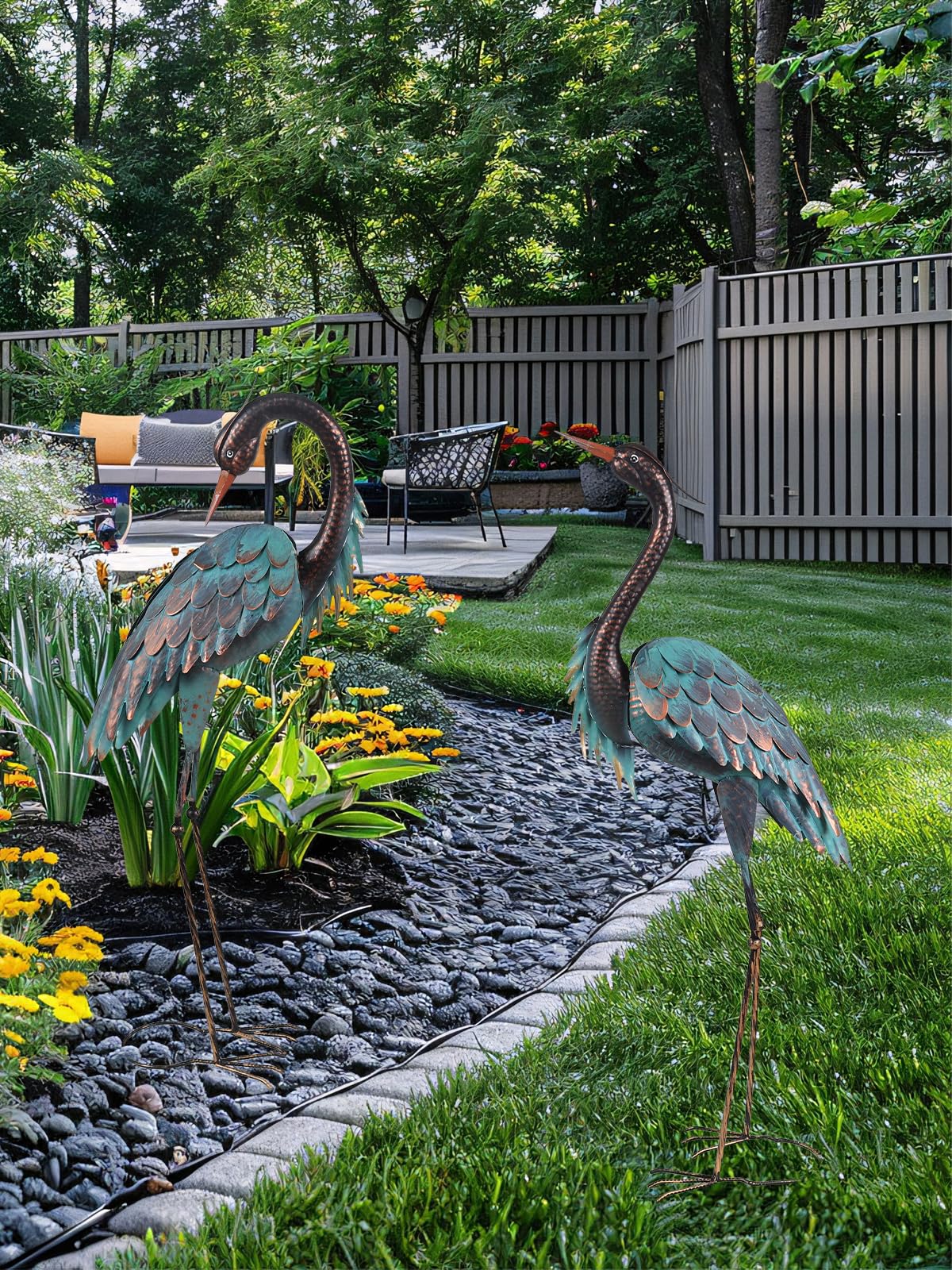 Garden Decor Outdoor Statues 40 37 Large Metal Heron - YEAHOME Official Imagery - 5