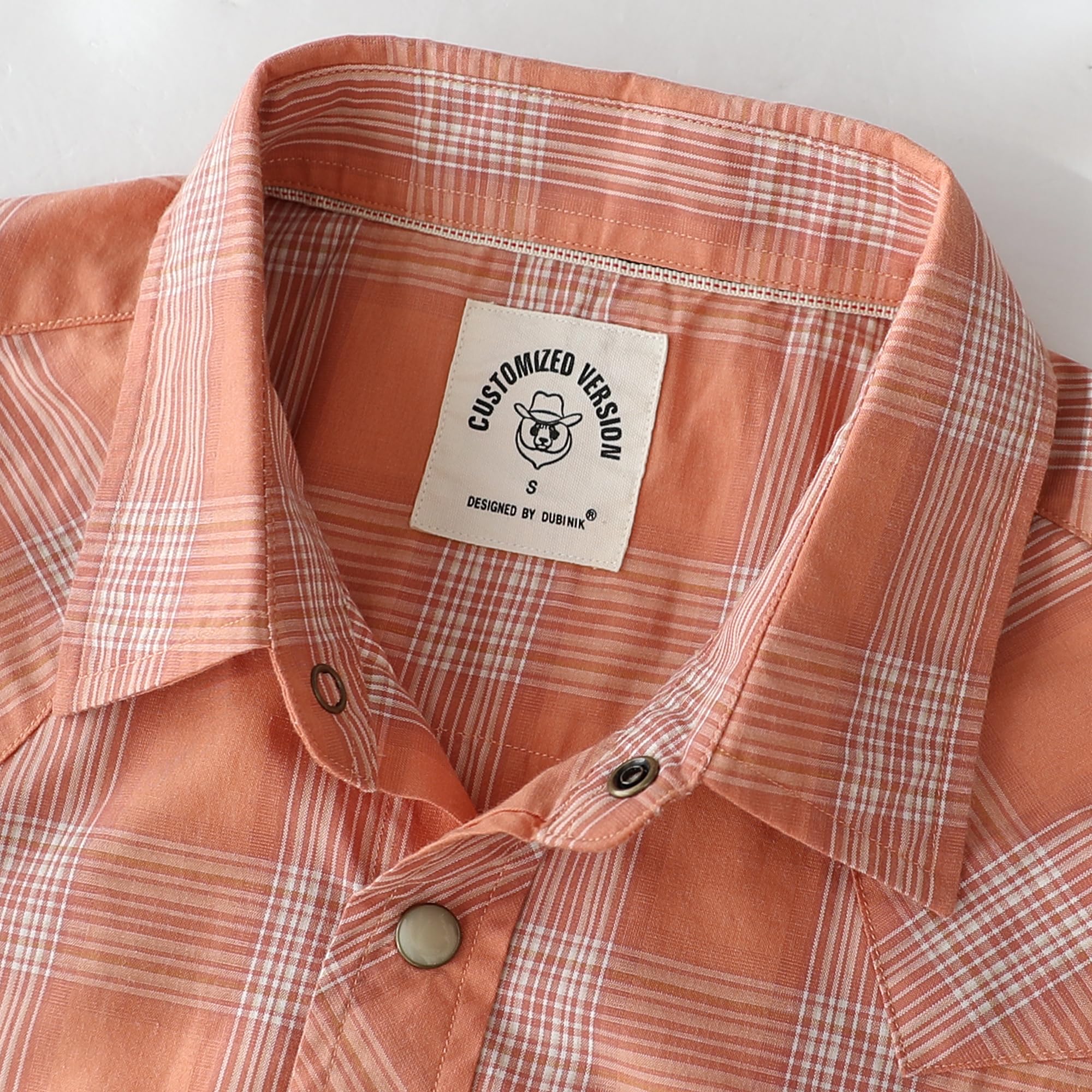 Dubinik® Pearl Snap Western Shirt for Men Short Sleeve 2 Sawtooth Pocket - Dubinik Official Product View 5