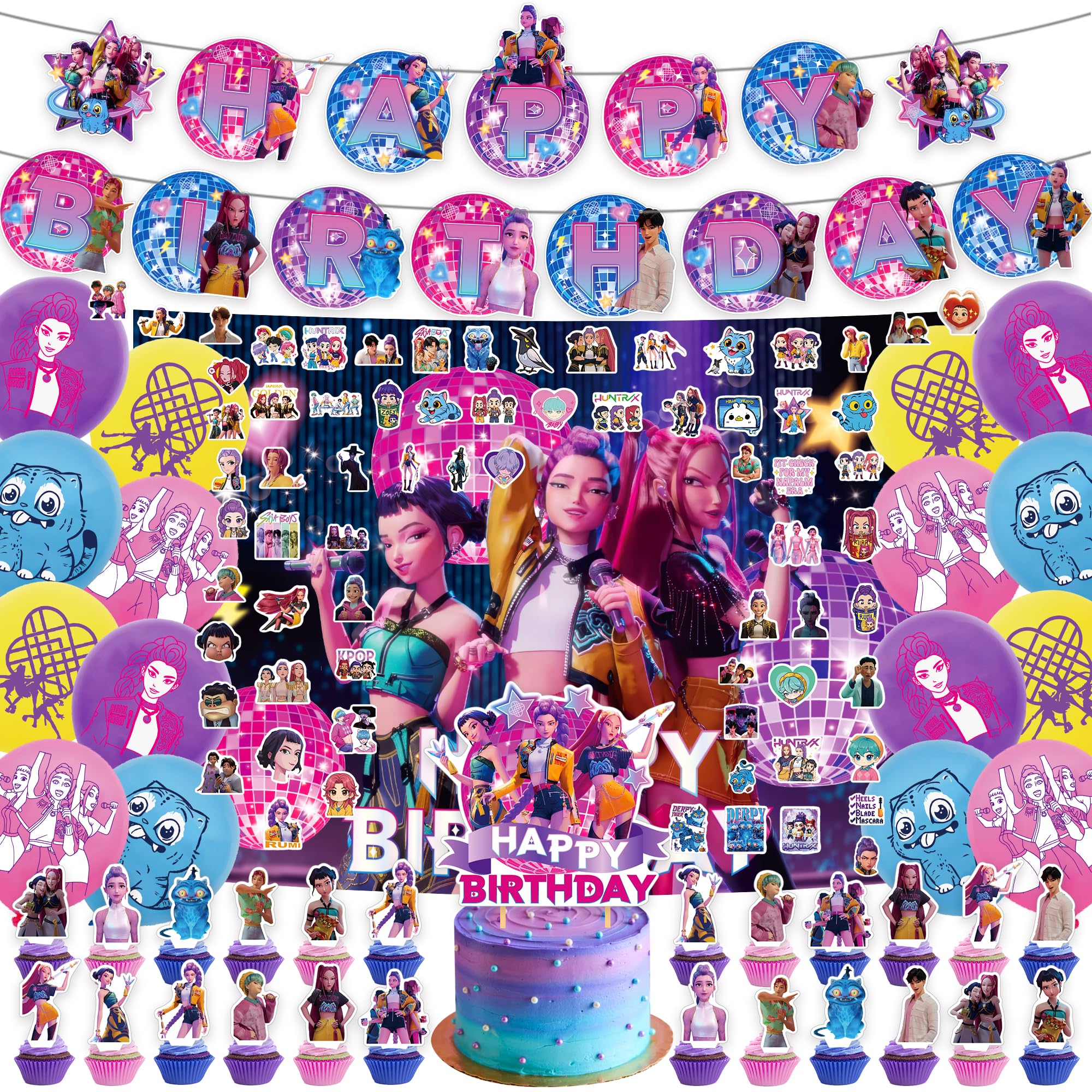 127 Pcs K Pop Demon Hunters Birthday Decorations, Party Supplies - Product Imagery
