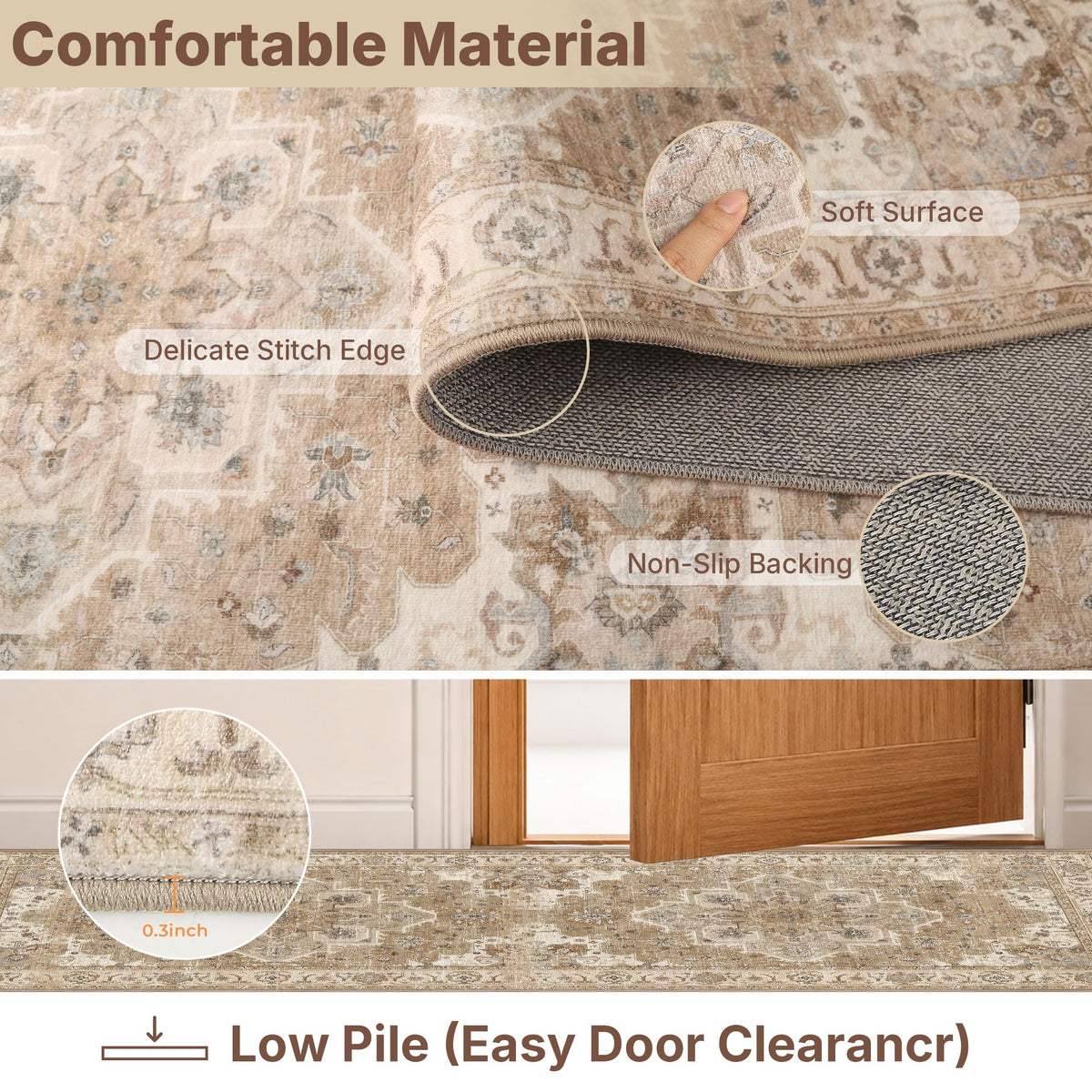 3 Piece Kitchen Rugs Sets with Runner Washable Non Slip Soft - Articosy Official Imagery - 5
