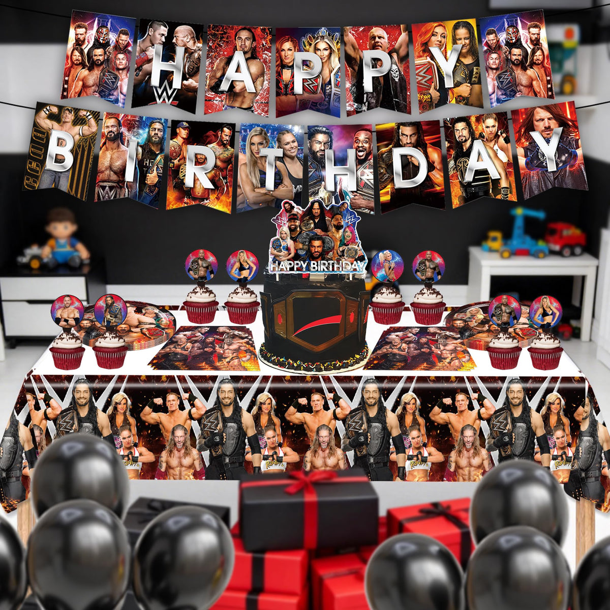 Wrestling Birthday Supplies 55Pcs Wrestling Birthday Party - HOOSTEADY Official Imagery - 6