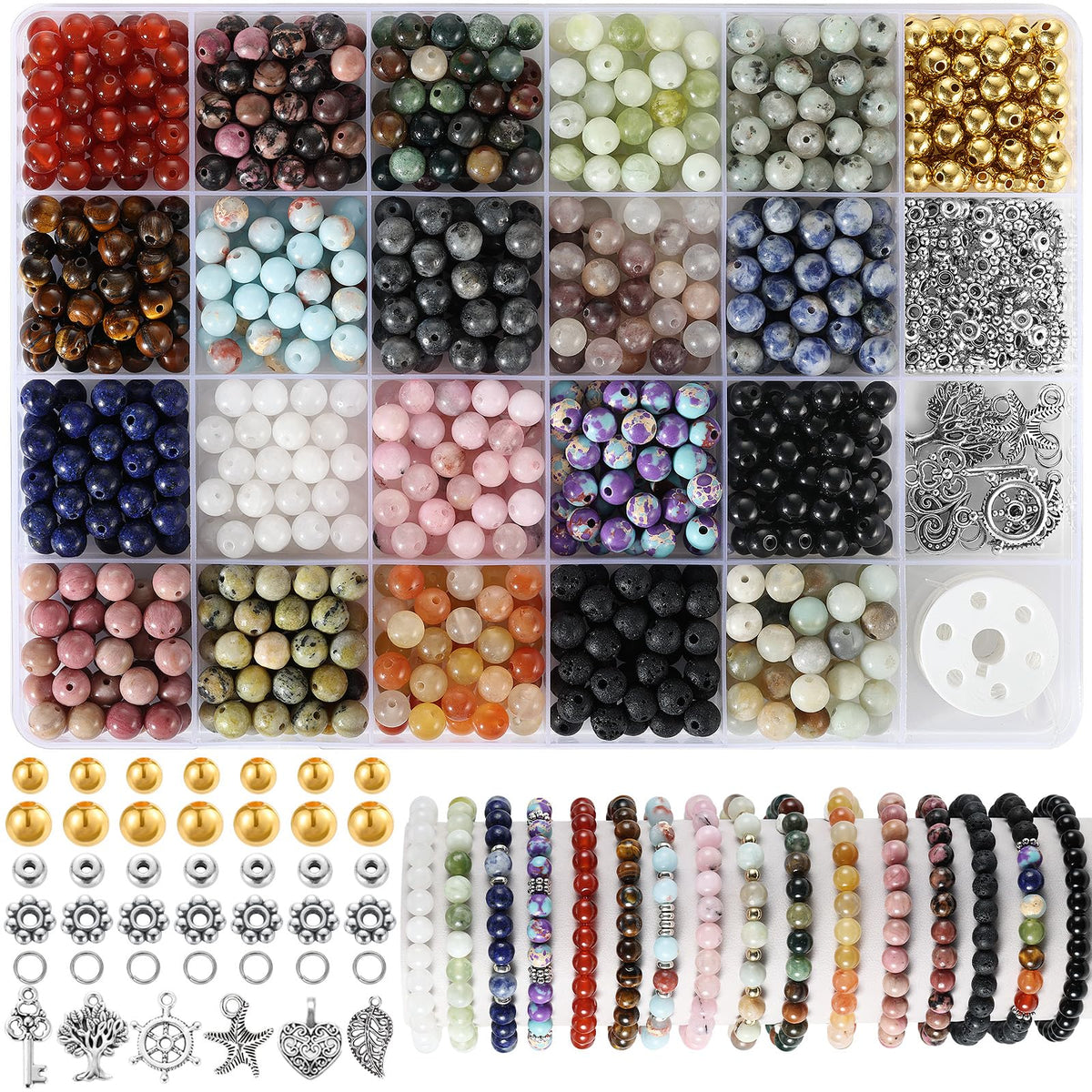 Zefy 996 Pcs 6mm Natural Stone Beads Beads for Jewelry - Zefy Official Imagery - 1