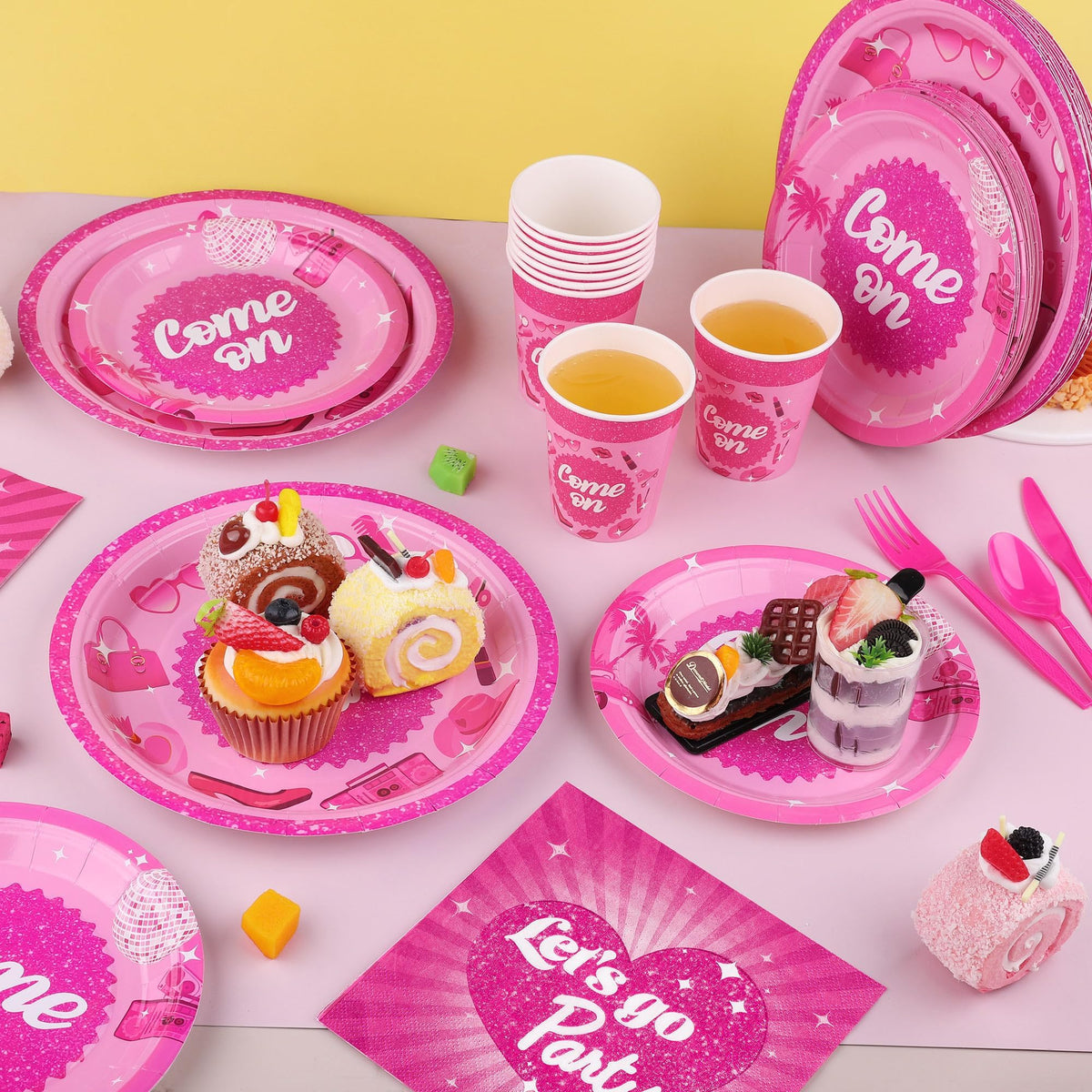 400 Pieces Let s Go Girls Party Tableware Sets Including - Kochorie Official Imagery - 3