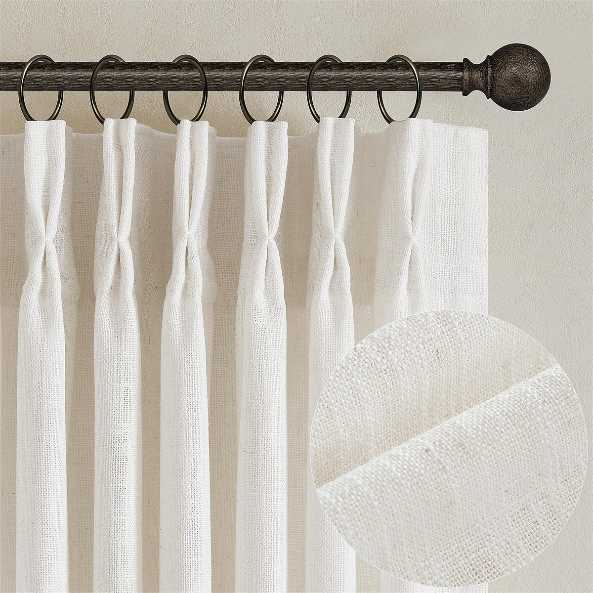 Natural Pinch Pleated Linen Semi Sheer 84 Inch Curtains 2 - TWODRAPES Official Imagery - 1