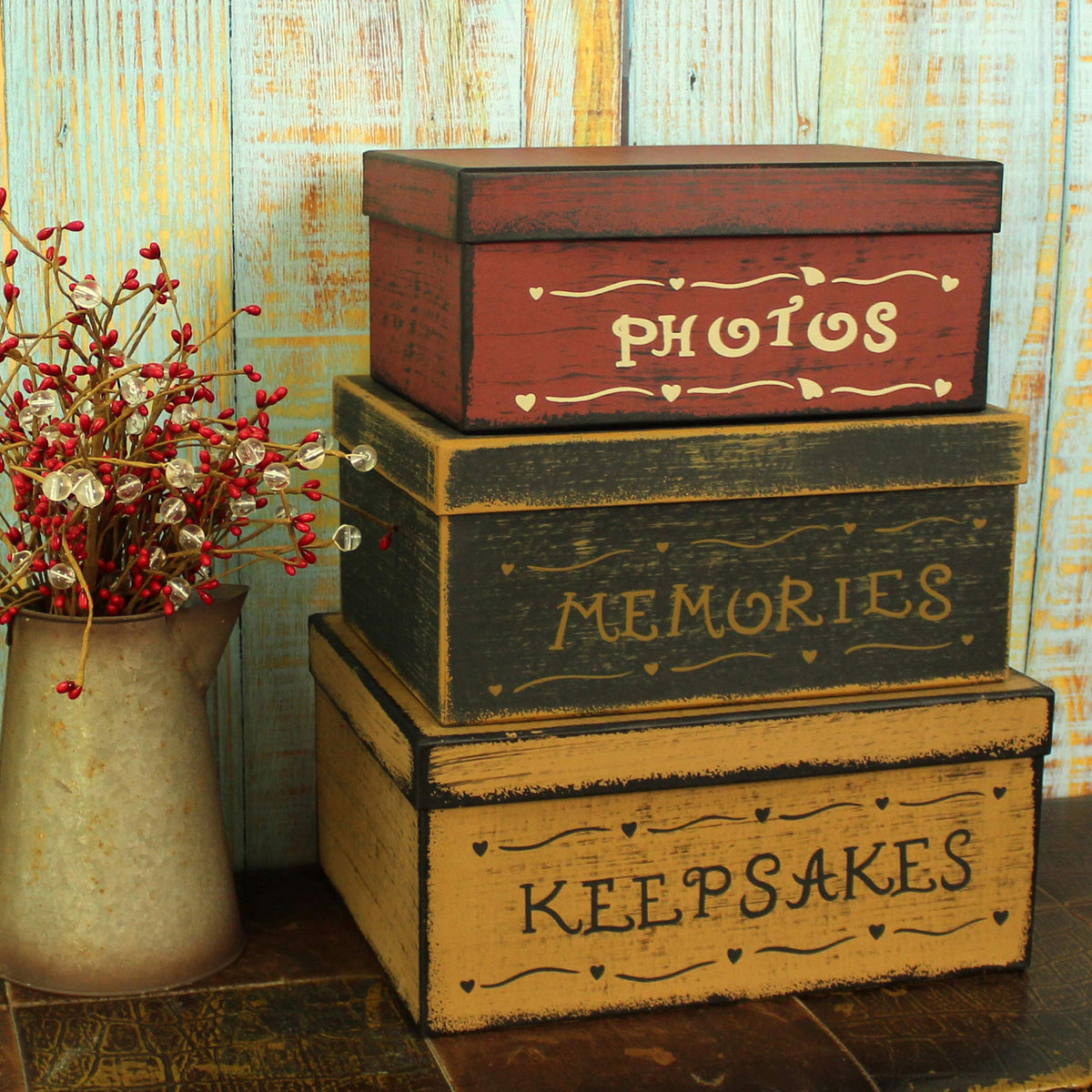 Primitive Vintage Rectangular Photos Memories Keepsakes - CVHOMEDECO. Official Imagery - 3