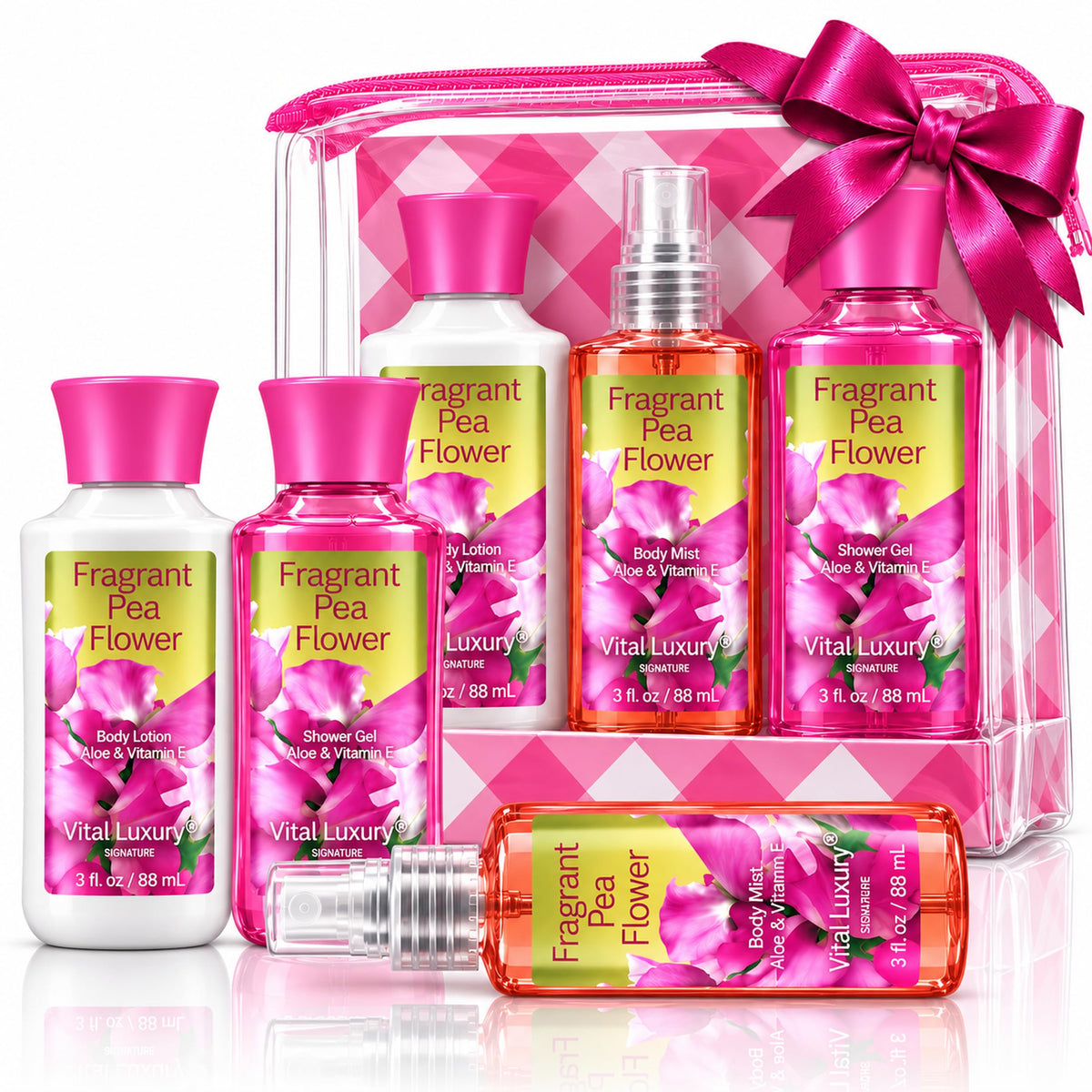 Bath Body Care Travel Set with Fragrant Pea Flower Bath Set - Vital Luxury Official Imagery - 2