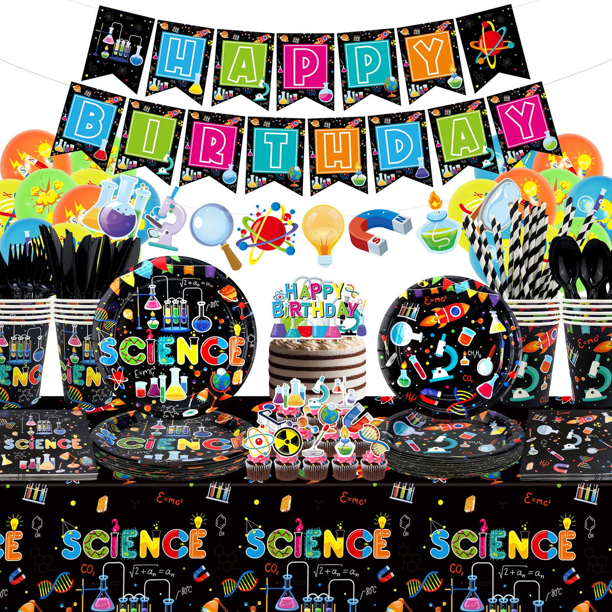 Science Party Supplies Includes Happy Birthday Banners - Ywediim Official Imagery - 1