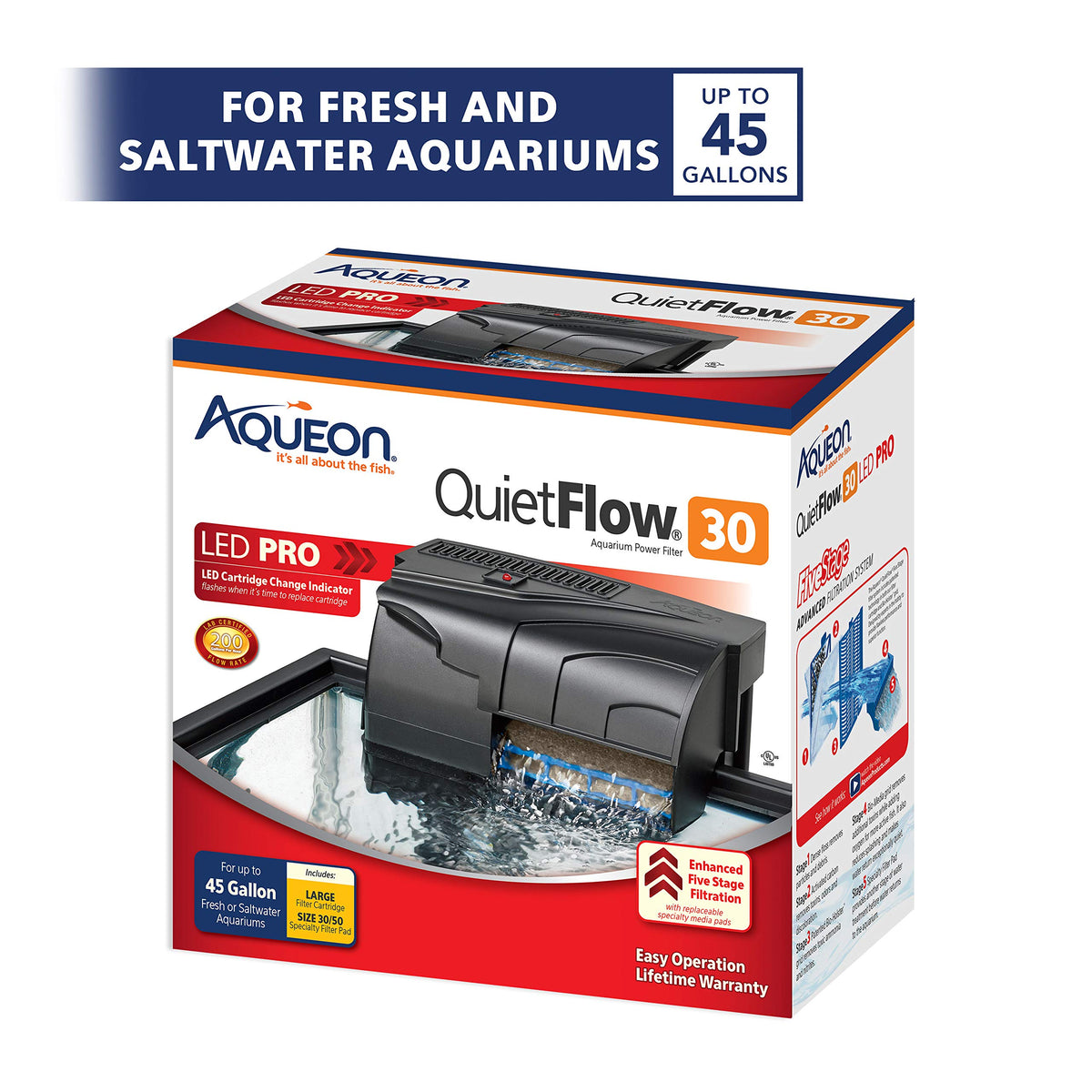 Aqueon QuietFlow 30 LED PRO Aquarium Fish Tank Power Filter - Aqueon Official Imagery - 4