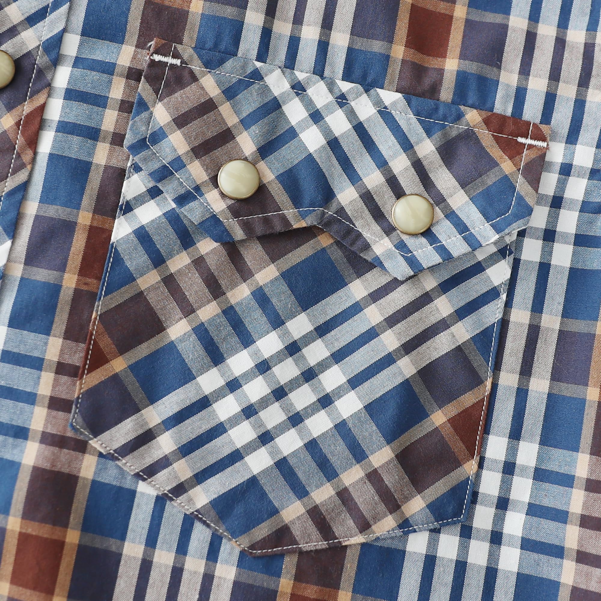 Dubinik® Pearl Snap Western Shirt for Men Short Sleeve 2 Sawtooth Pocket - Dubinik Official Product View 4