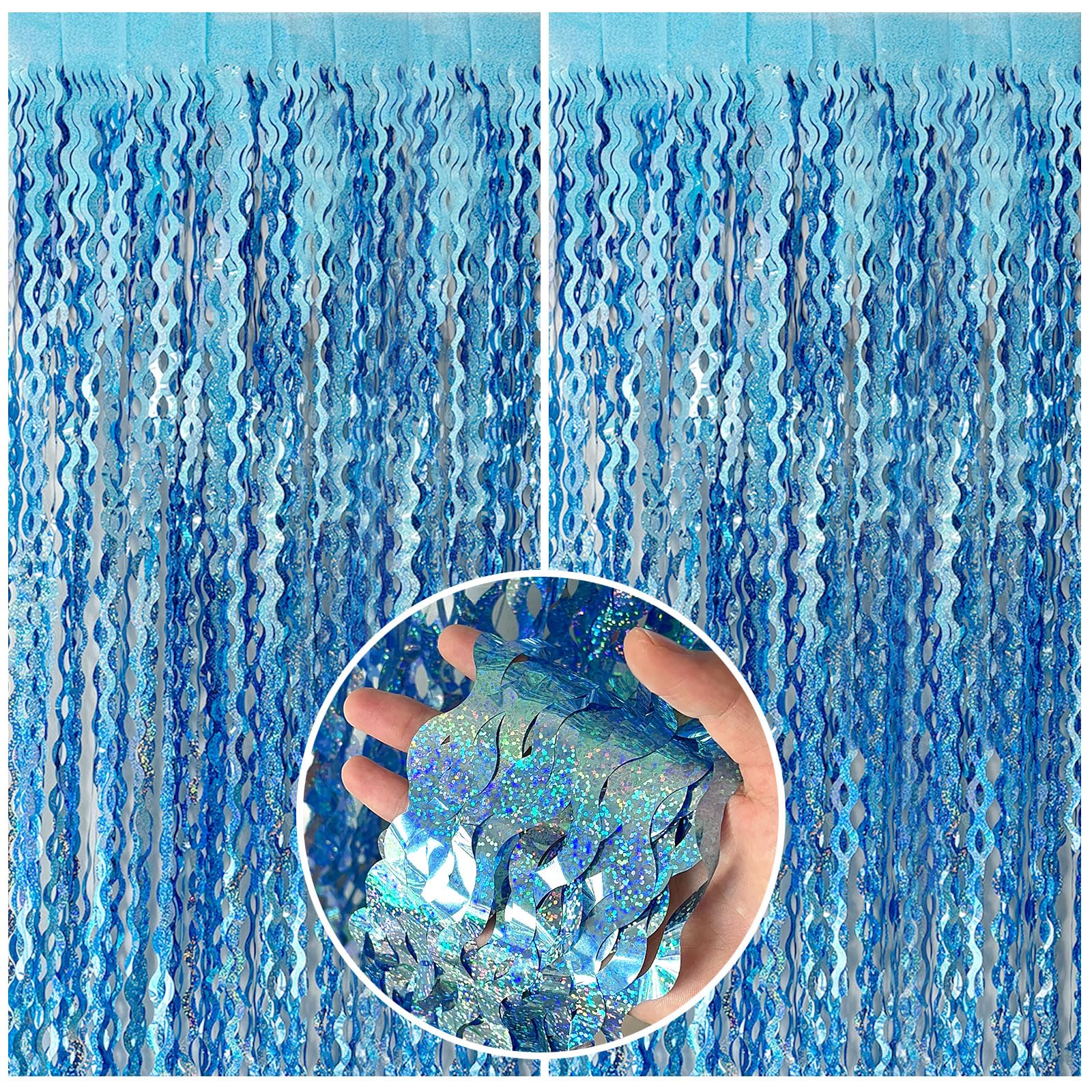 Tinsel Foil Fringe Curtains Wavy Backdrop for Parties Sparkle - Product Imagery