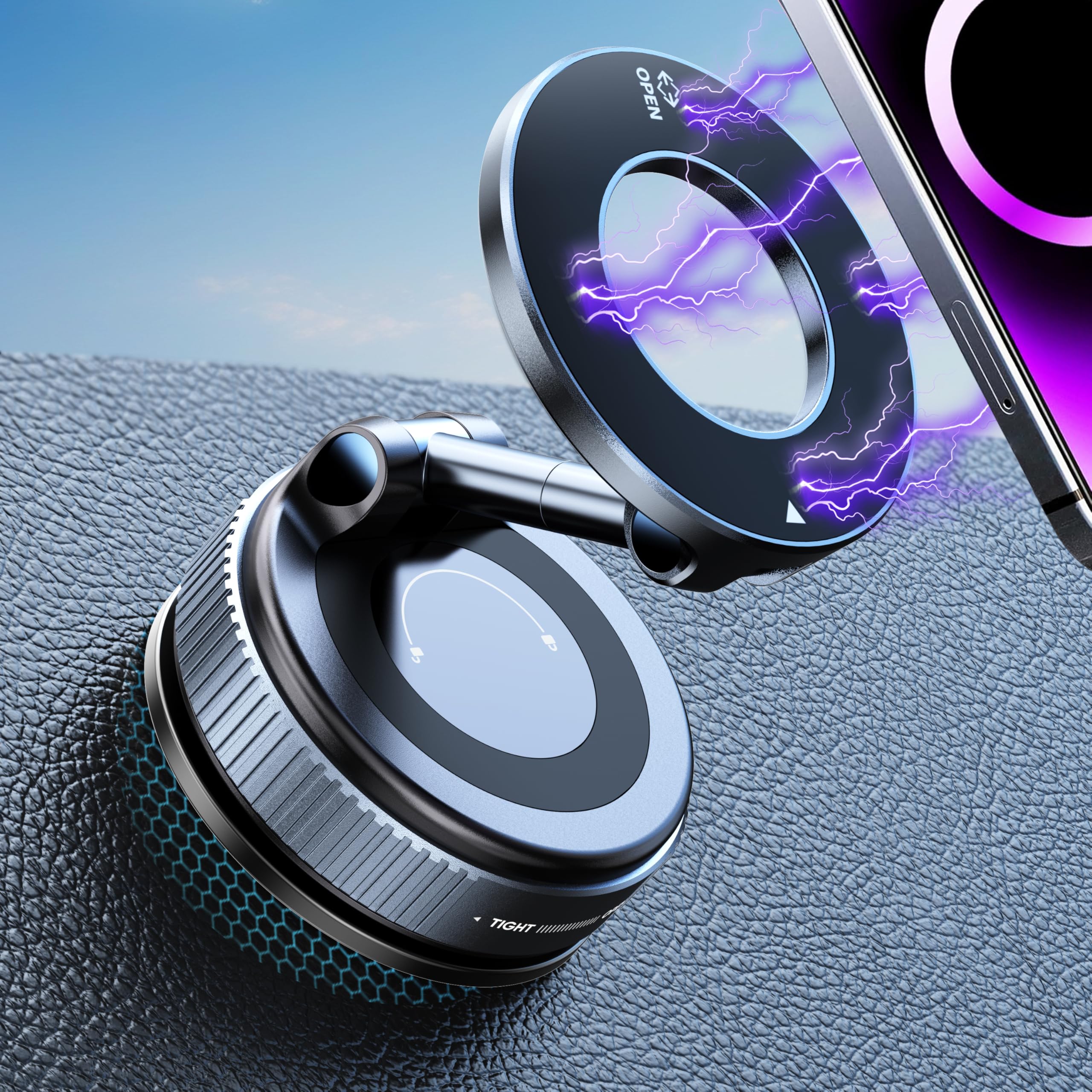 snanlen Upgraded 360° Nano Gel Vacuum Magnetic Phone Holder, Car - Product Imagery