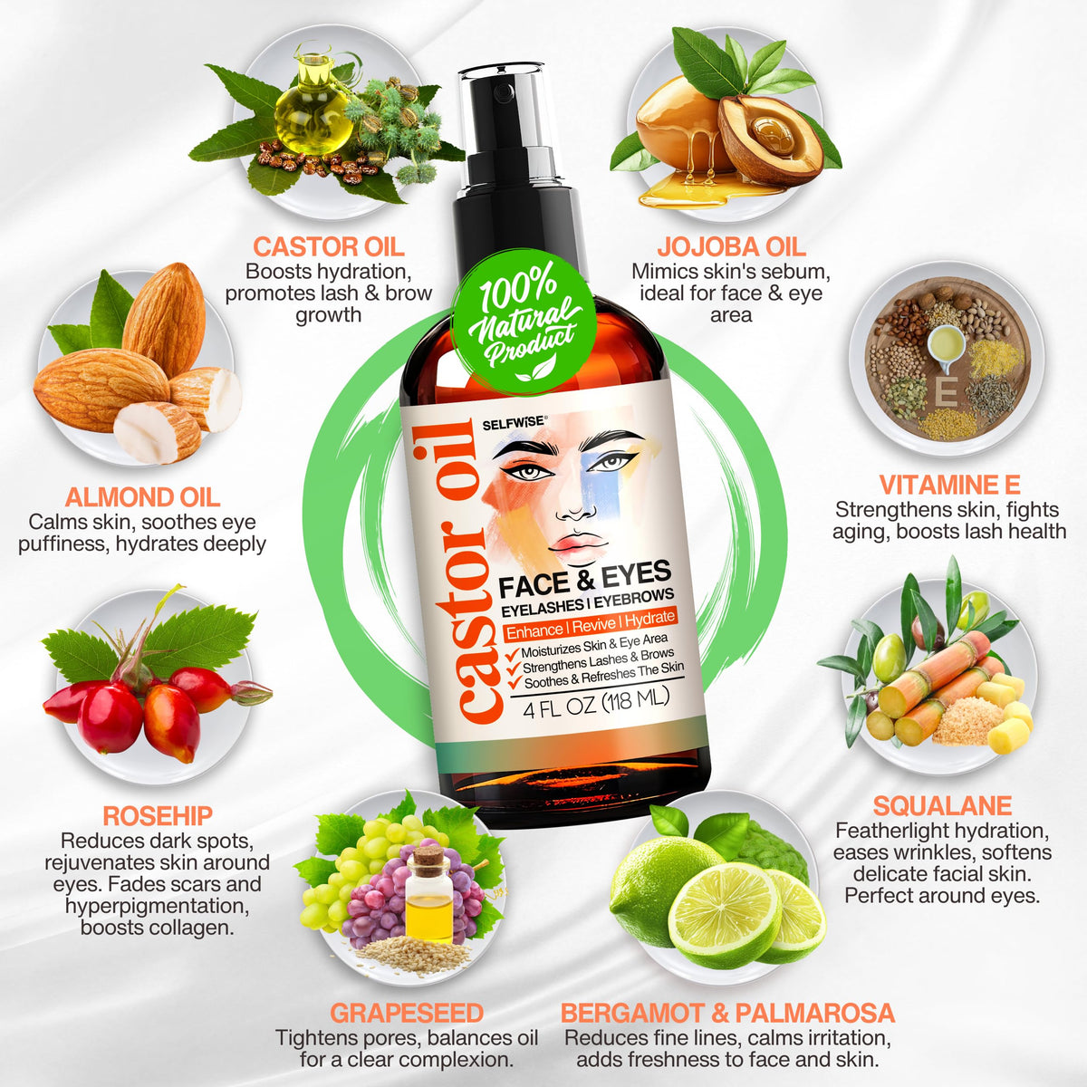 SELFWISE Organic Castor Oil For Face Moisturizer Eyes - SELFWISE Official Imagery - 5