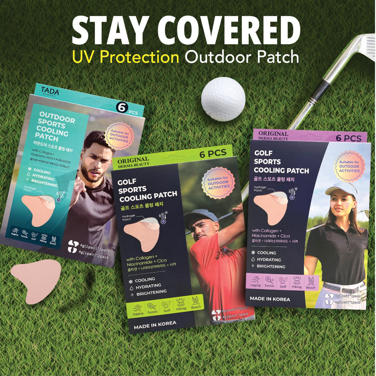 12Pairs Sun Patch Under Eye UV Protection for Golf Hiking - ORIGINAL DERMA BEAUTY Official Imagery - 5