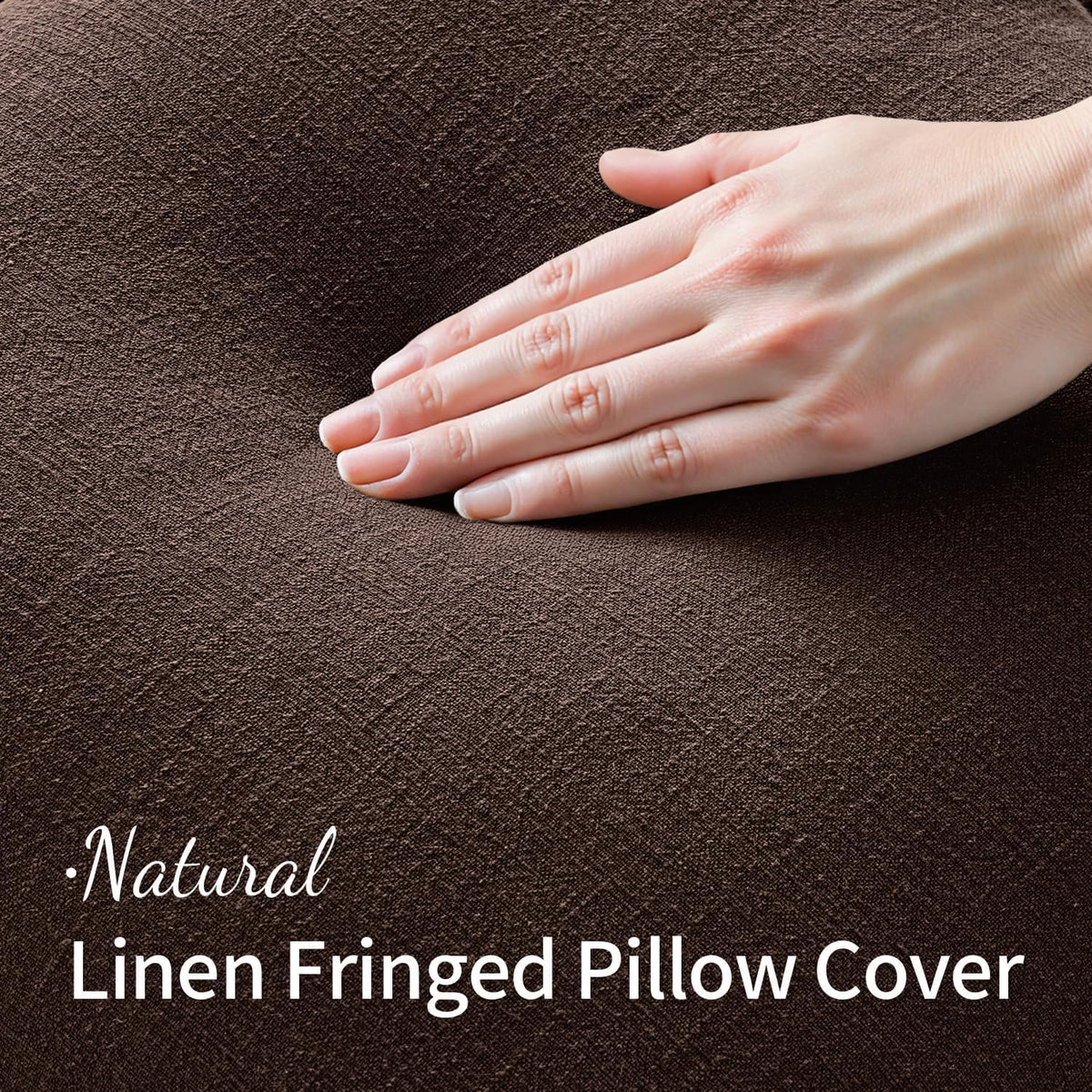 MIULEE Linen Fringe Decorative Fall Throw Pillow Covers Dark - MIULEE Official Imagery - 5