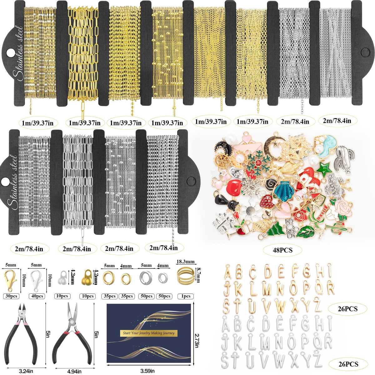 HUISUYTON 18K Gold 59FT 12Roll Necklace Chain Kit for - HUISUYTON Official Imagery - 4
