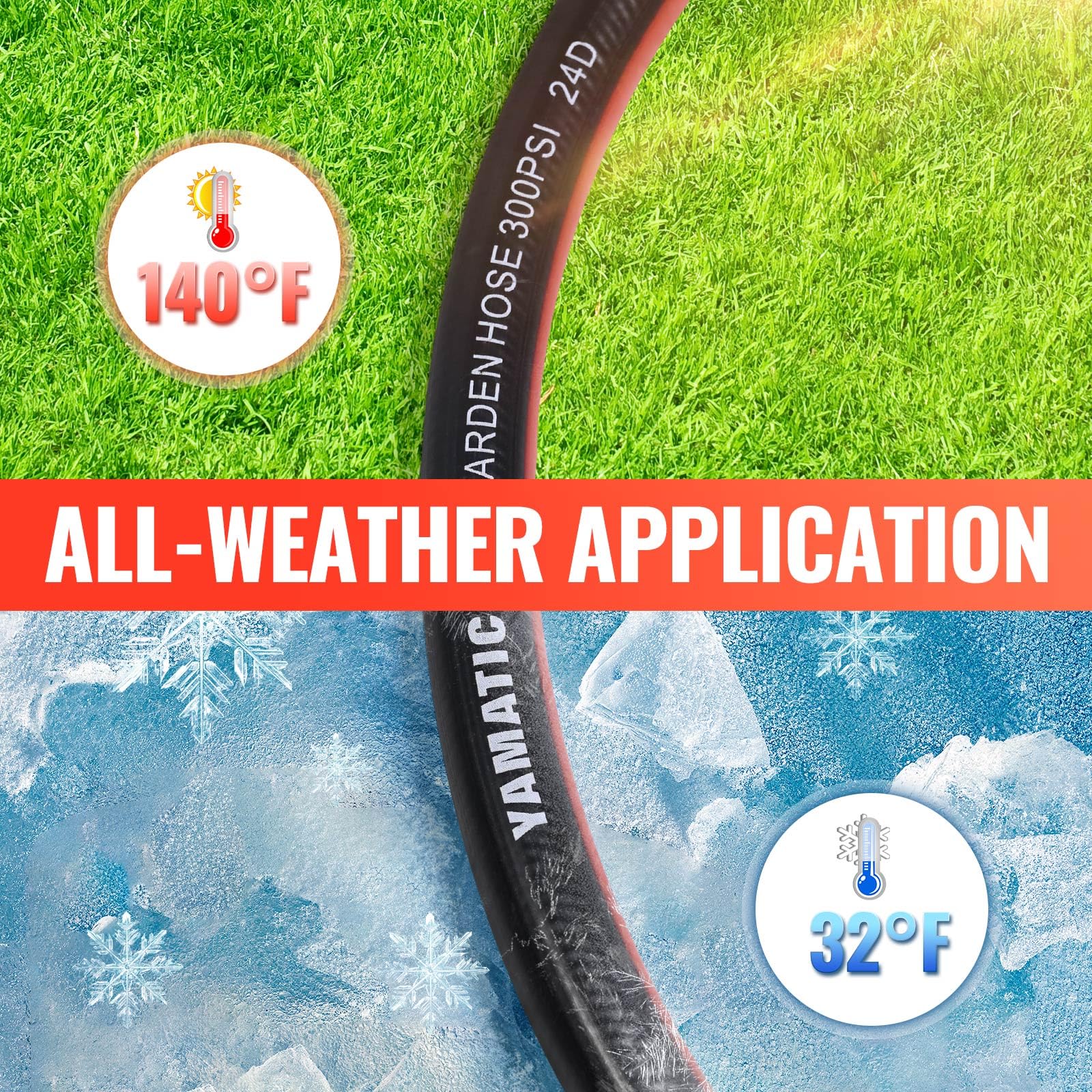 YAMATIC 100FT Garden Hose 5/8in I.D. with 10 Function Water Hose - YAMATIC Official Product View 6